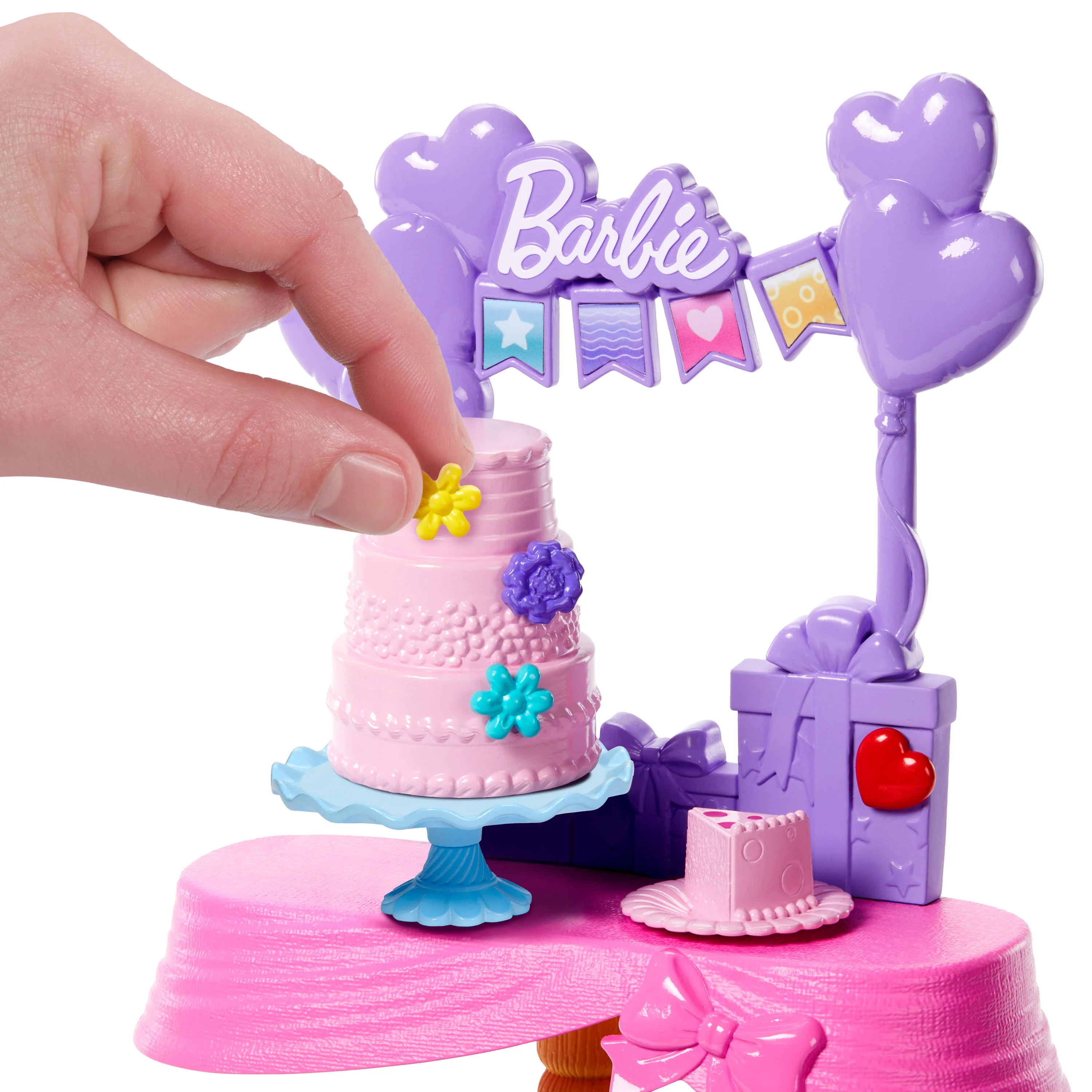 Barbie World Birthday Party Set With Doll Accessories Including Cake, Presents, & Sticker Sheet - Image 2