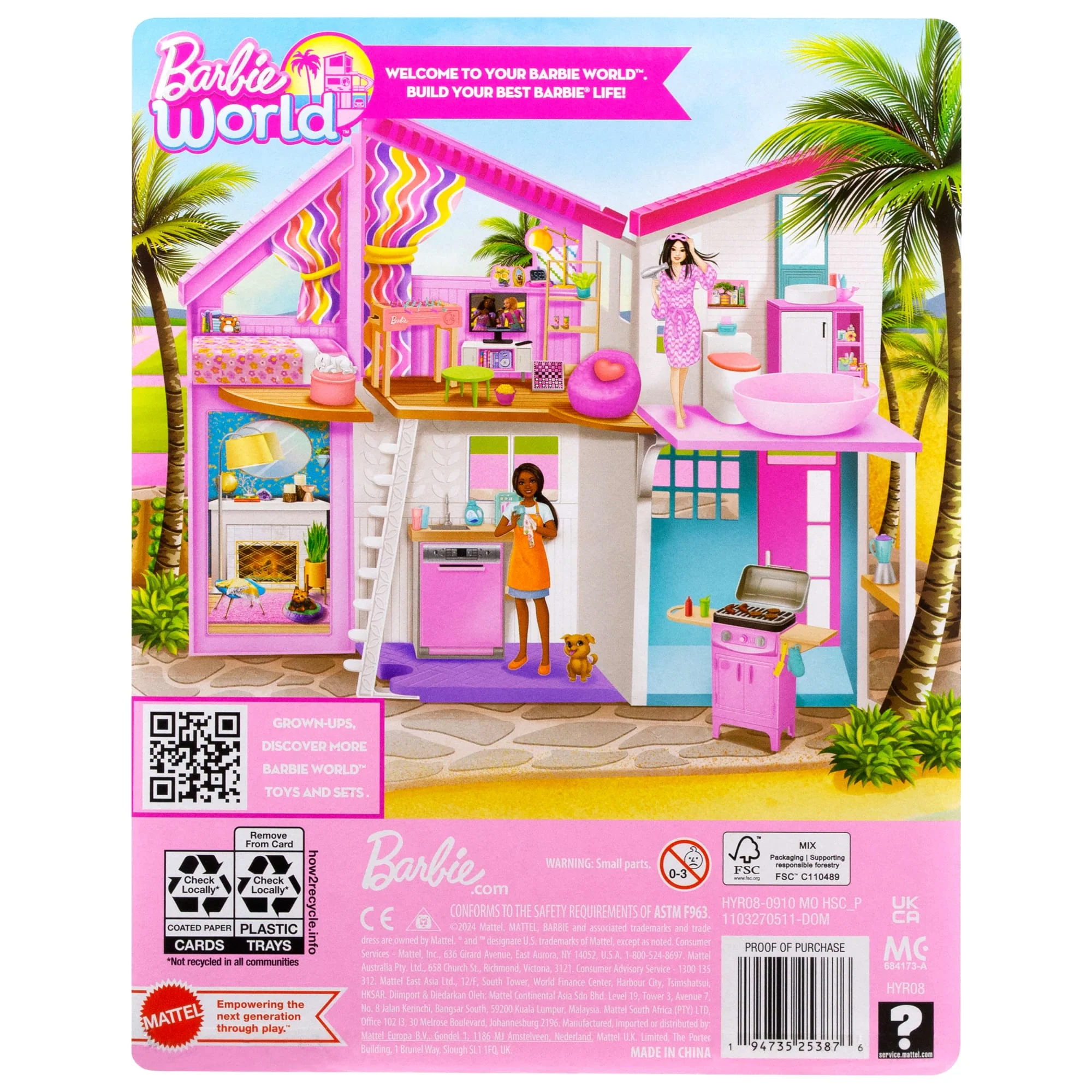 Barbie World Toy Dishwasher Set With 9 Dollhouse Kitchen Accessories Including Plates, Drying Rack, & More - Image 6