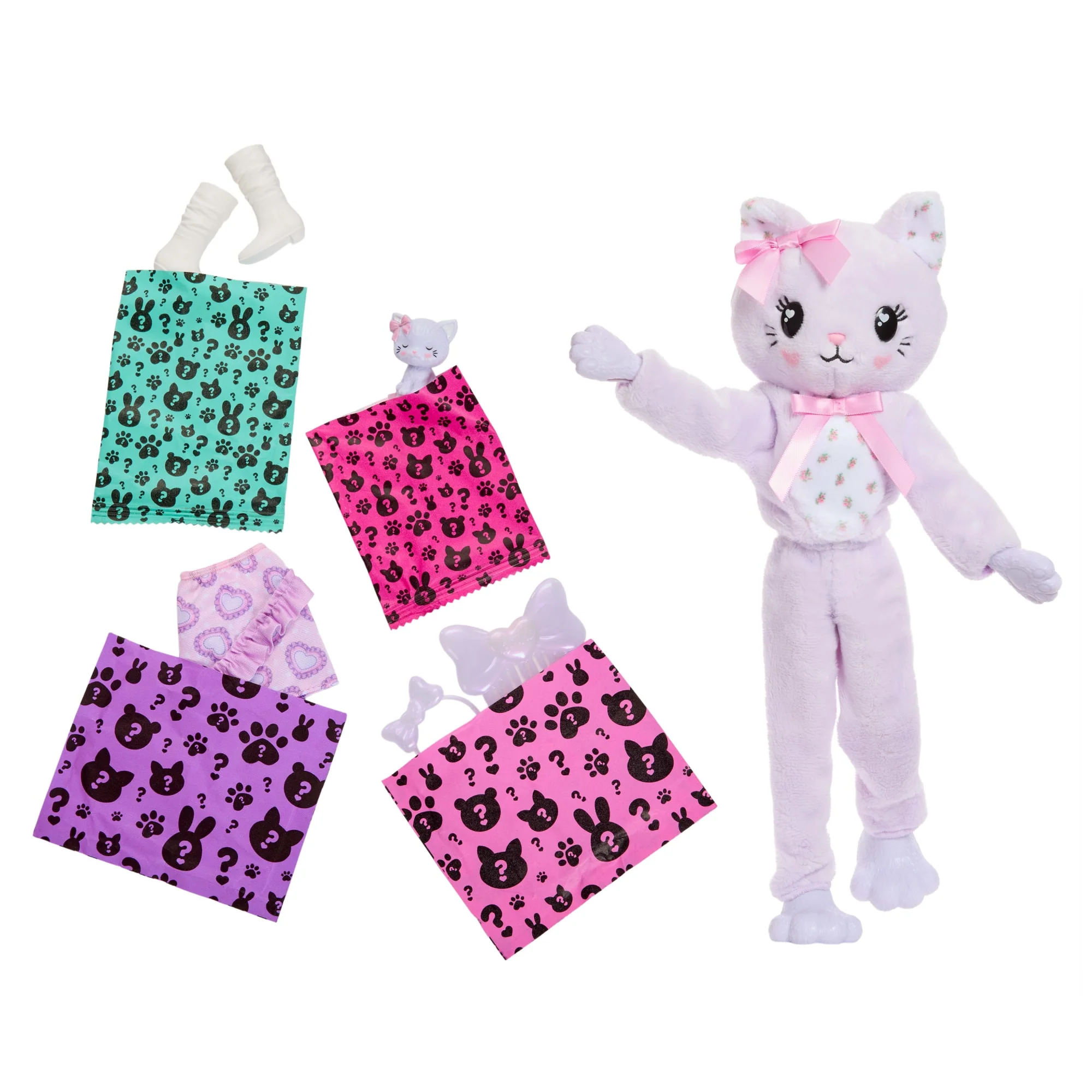 Barbie Cutie Reveal Doll & Accessories, Cuddly Series Kitten With 10 Surprises - Image 5