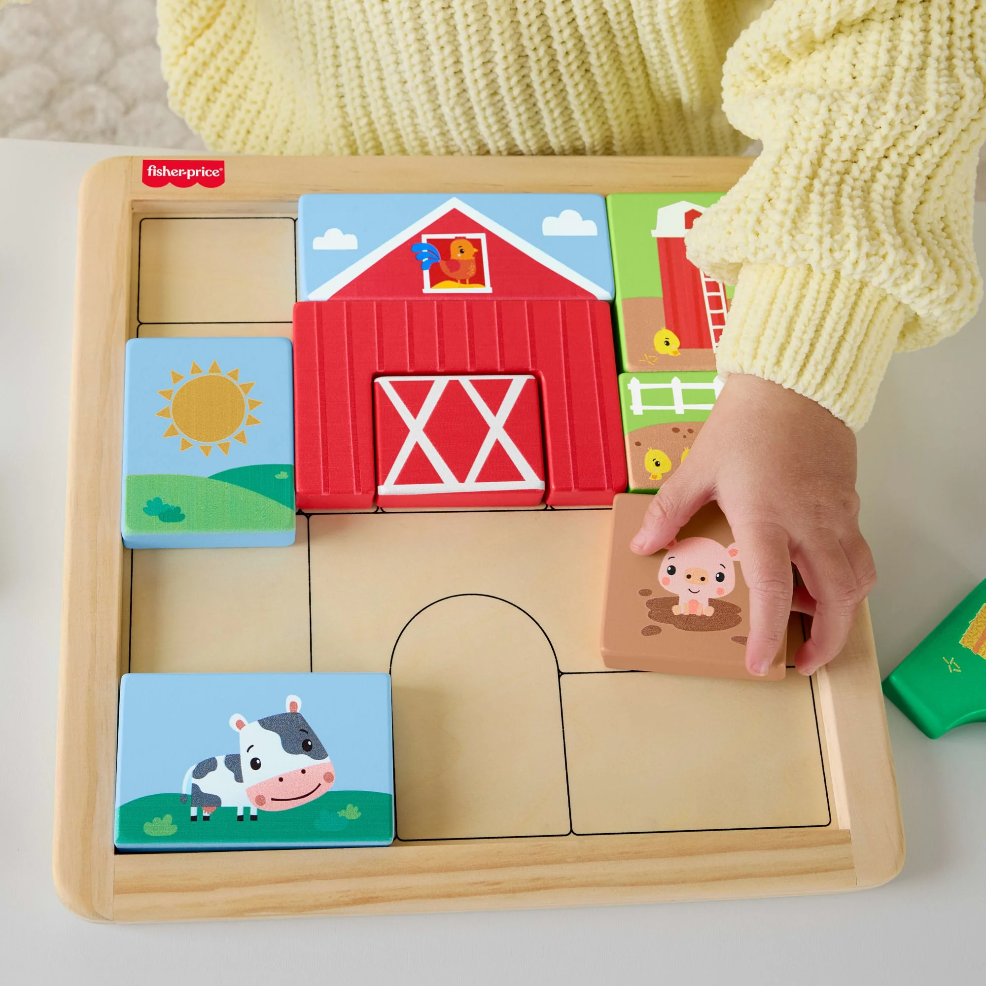 Casse-Tête en Bois à Thématique de Ferme Fisher-Price Pour Tout-Petits et enfants, 14 Pièces en Bois - Image 5