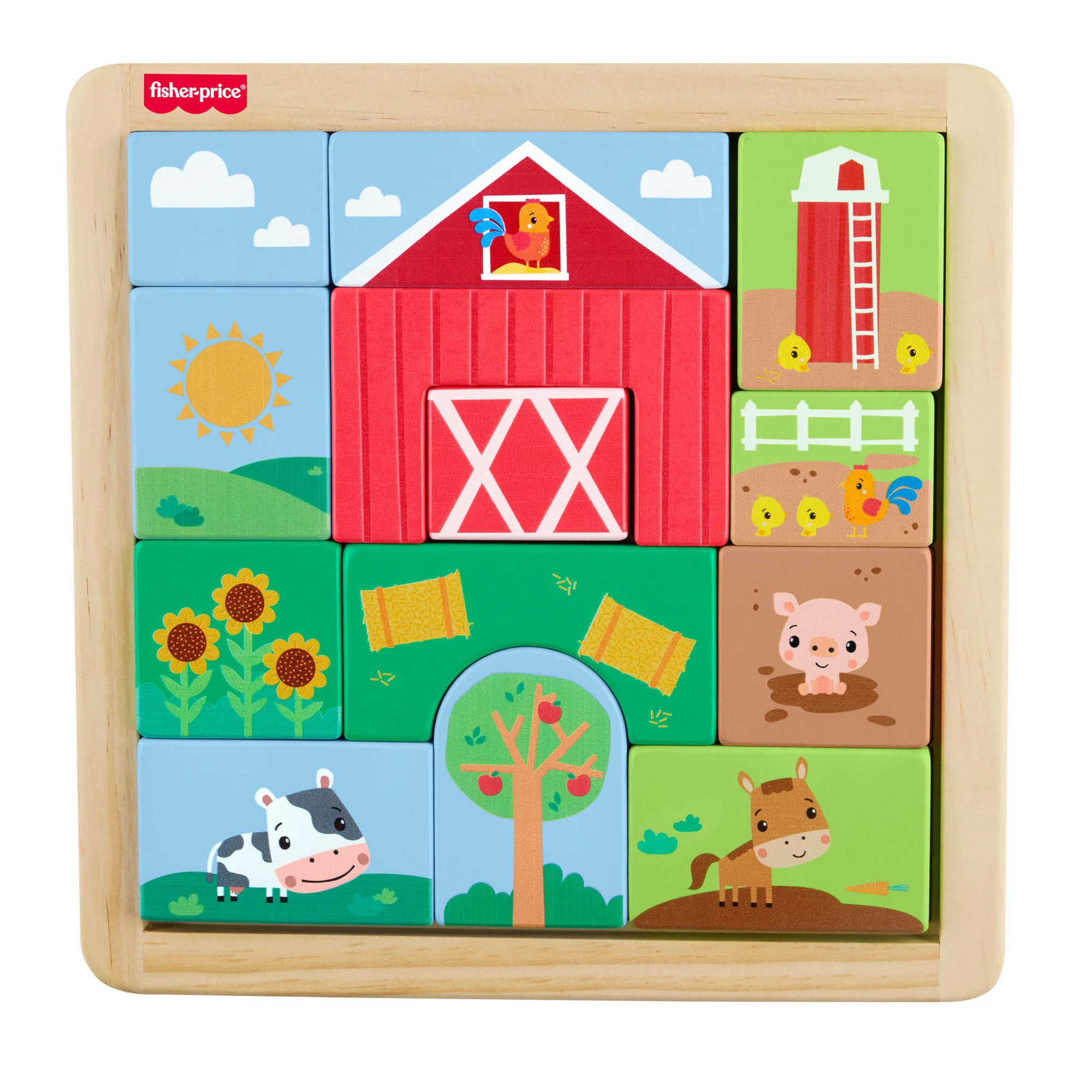 Casse-Tête en Bois à Thématique de Ferme Fisher-Price Pour Tout-Petits et enfants, 14 Pièces en Bois - Image 6