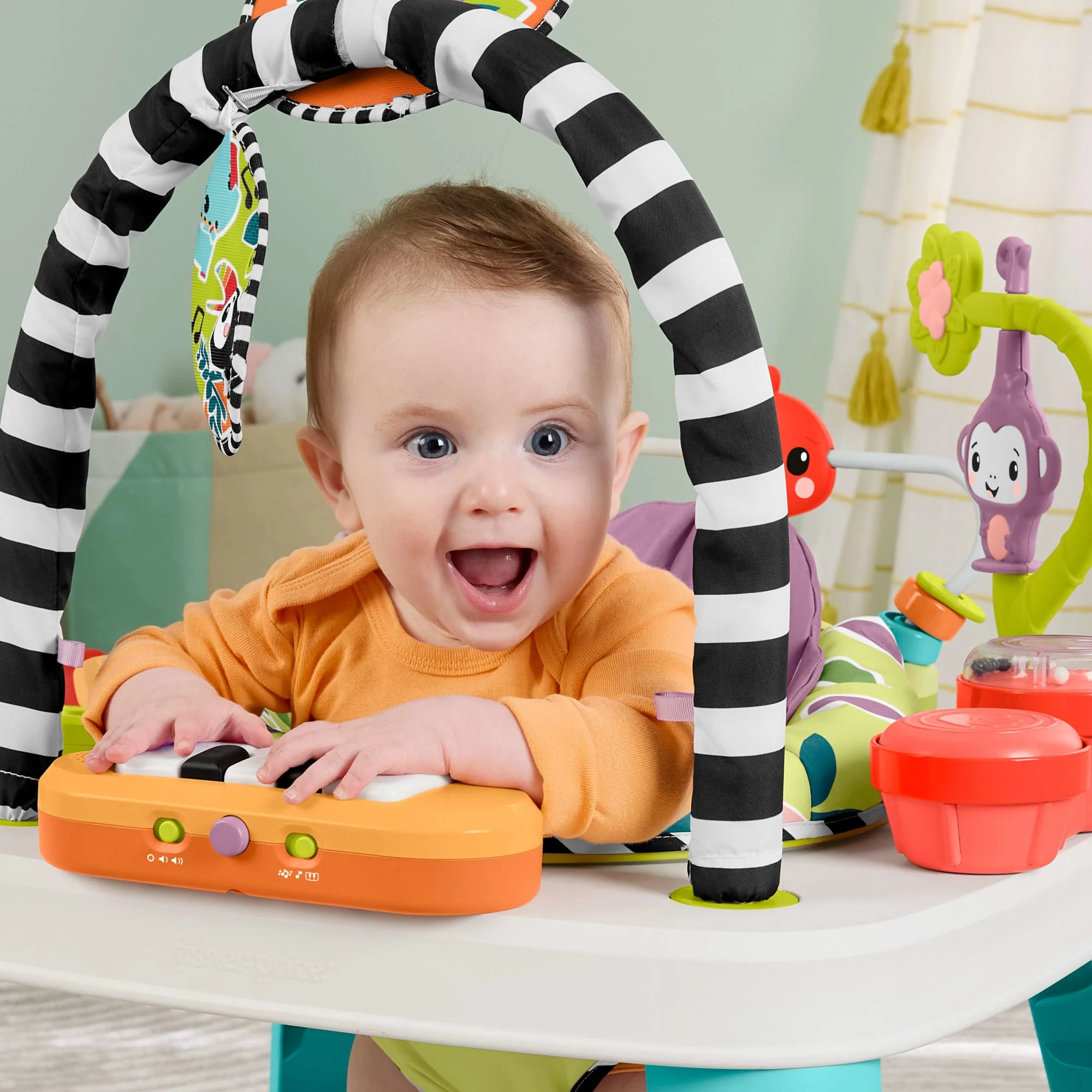 Centre D’Activités Musicales Pour Bébés et Table de Jeu Pour Tout-Petits Singe Violet 2 en 1 Fisher-Price - Image 4