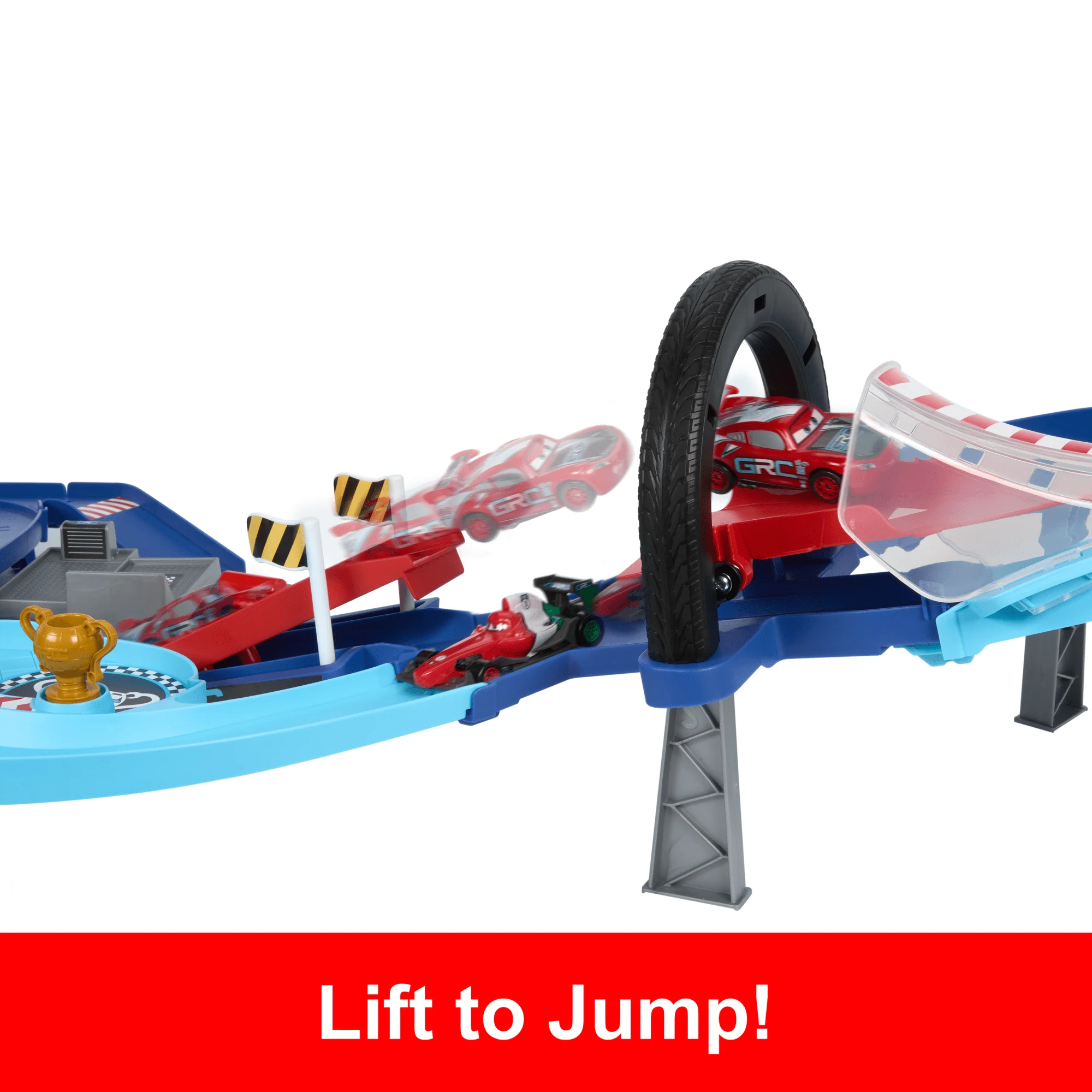 Disney And Pixar Cars Grc Jumping Raceway Playset With 2 Toy Vehicles, Includes Lightning Mcqueen - Image 3