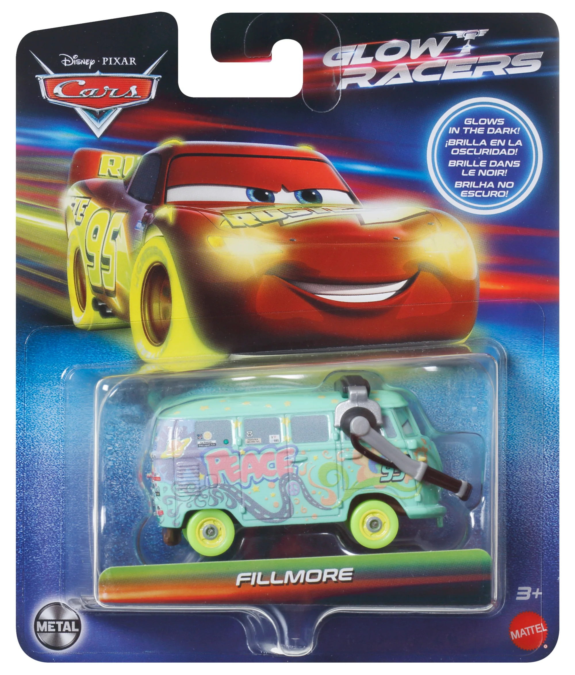 Disney And Pixar Cars Glow Racers Vehicles, Glow-in-The-Dark 1:55 Scale Die-Cast Toy Cars - Image 4
