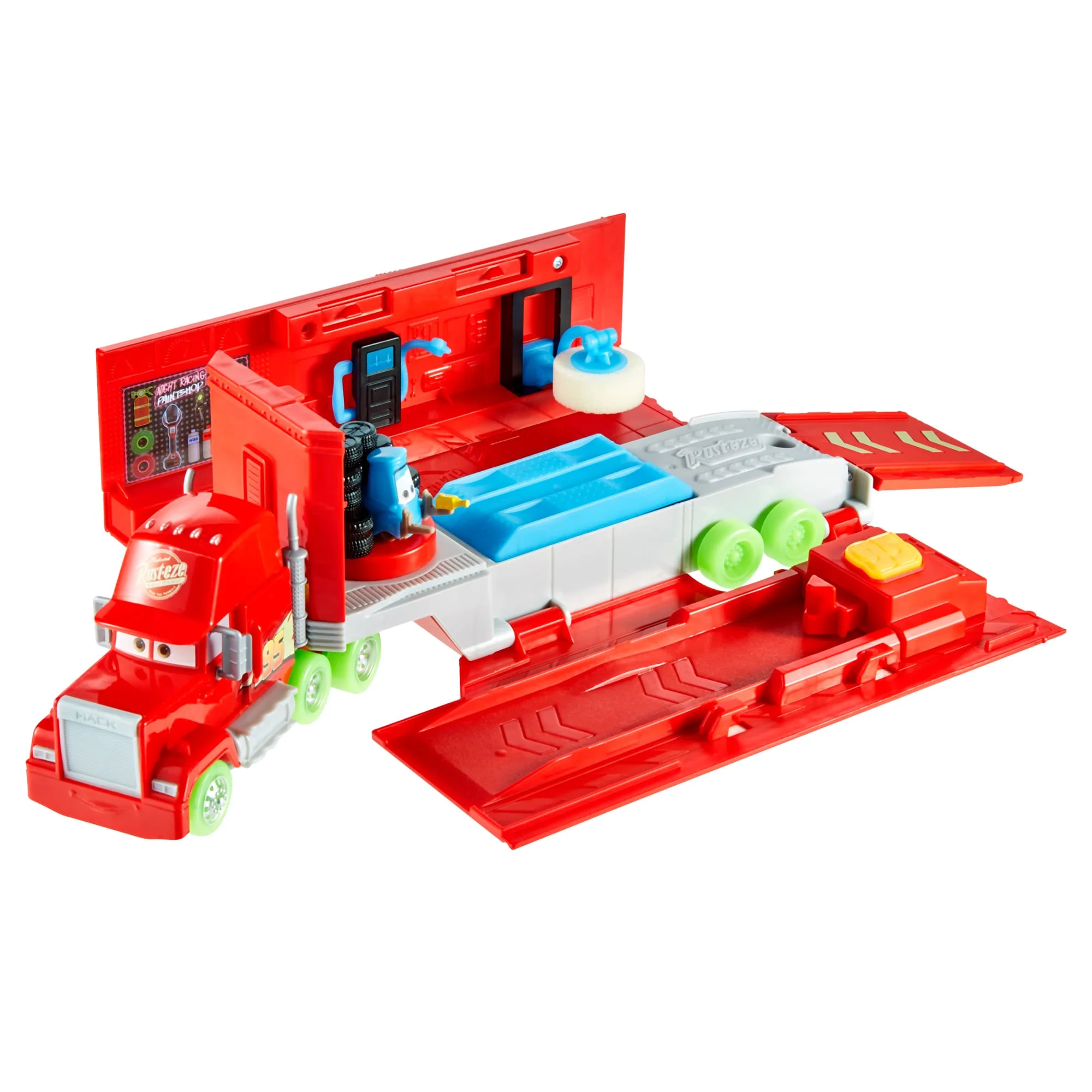 Disney And Pixar Cars Glow Racers Transforming Mack Playset, 2-in-1 Glow-in-The-Dark Toy Truck & Tune-Up Station - Image 3