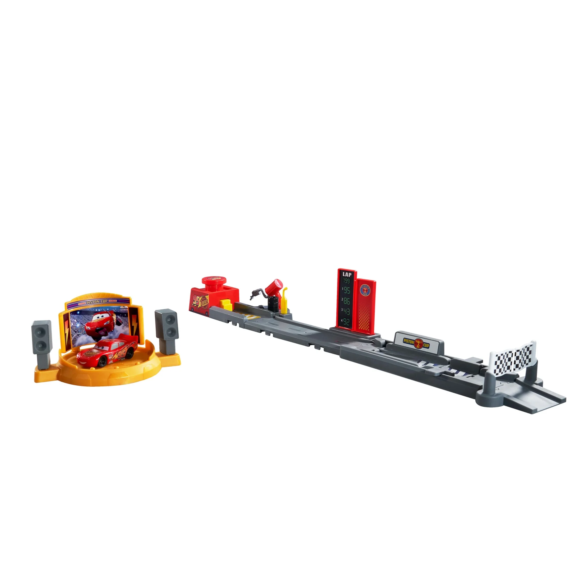 Disney And Pixar Cars Piston Cup Jump And Stunt Runway Playset & Lightning Mcqueen Toy Car - Image 2