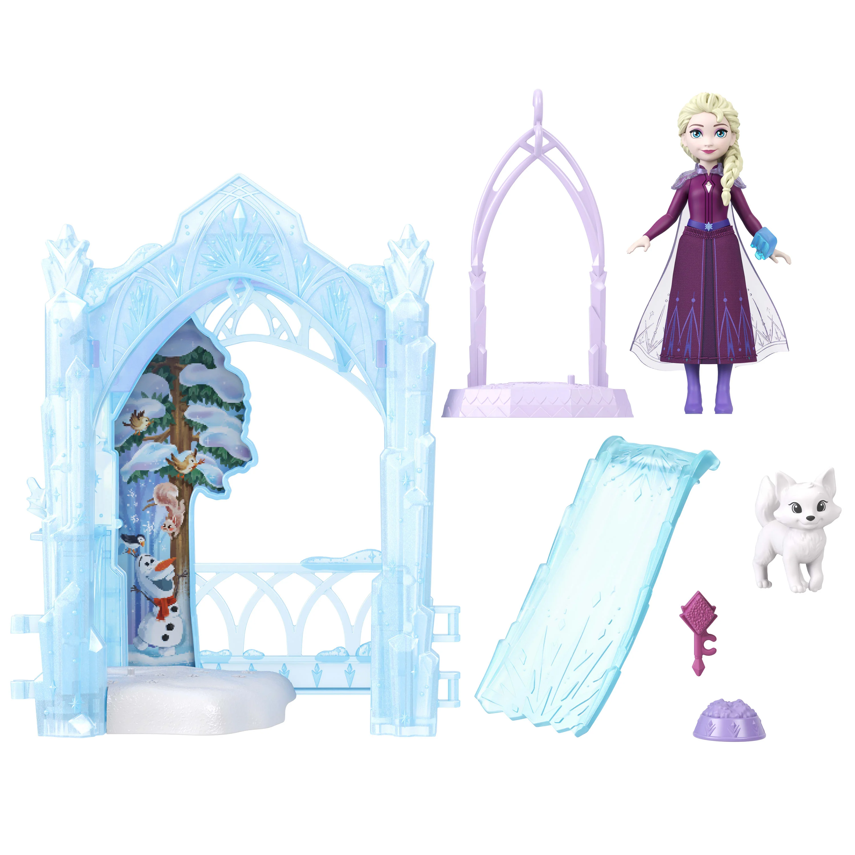 Disney Frozen Storytime Stackers Elsa Small Doll & Icy Animal Hideaway Playset W/ Fox & Bird Figures - Image 2