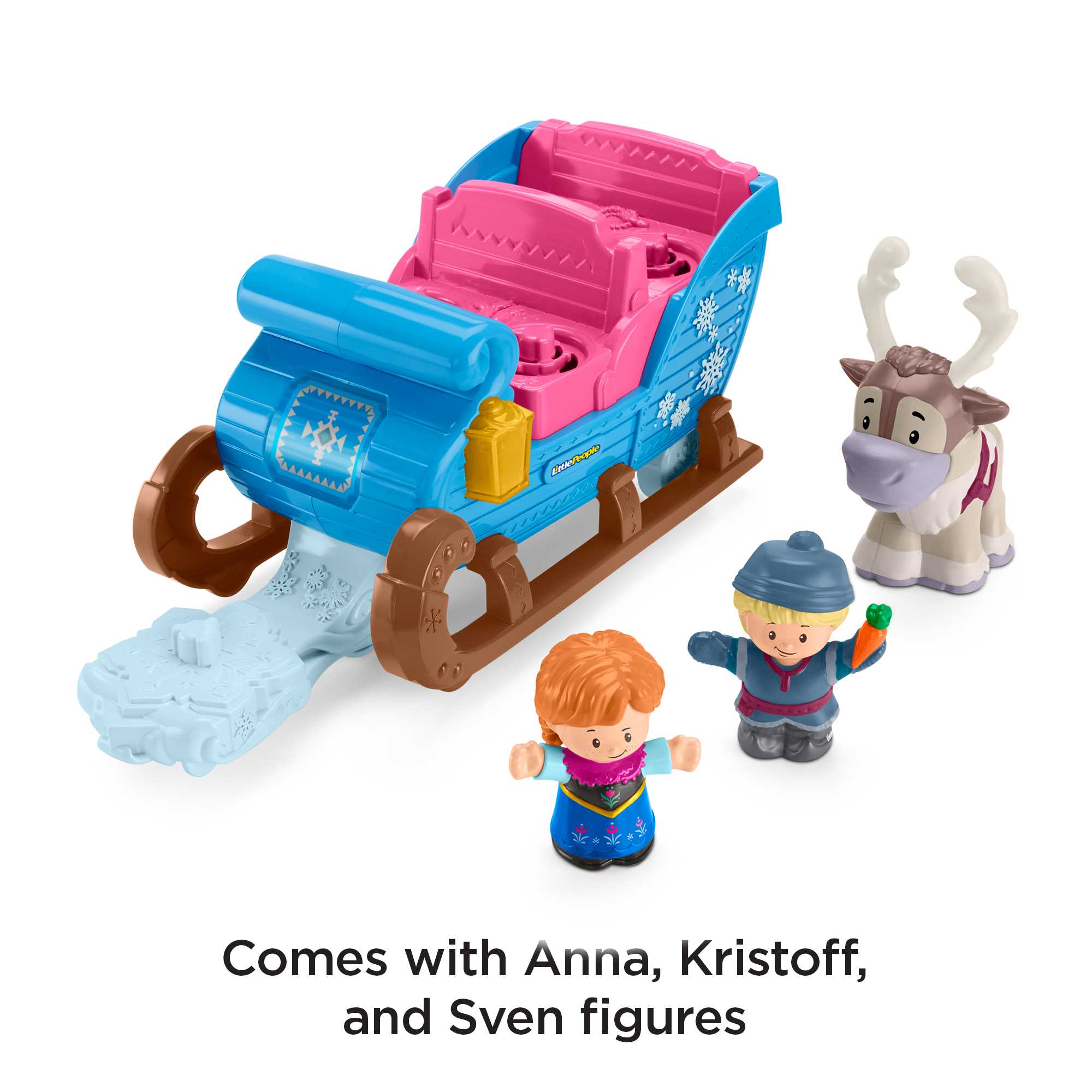 Fisher-Price Little People Disney Frozen Kristoff's Sleigh Vehicle & 3 Figures For Toddlers - Image 5