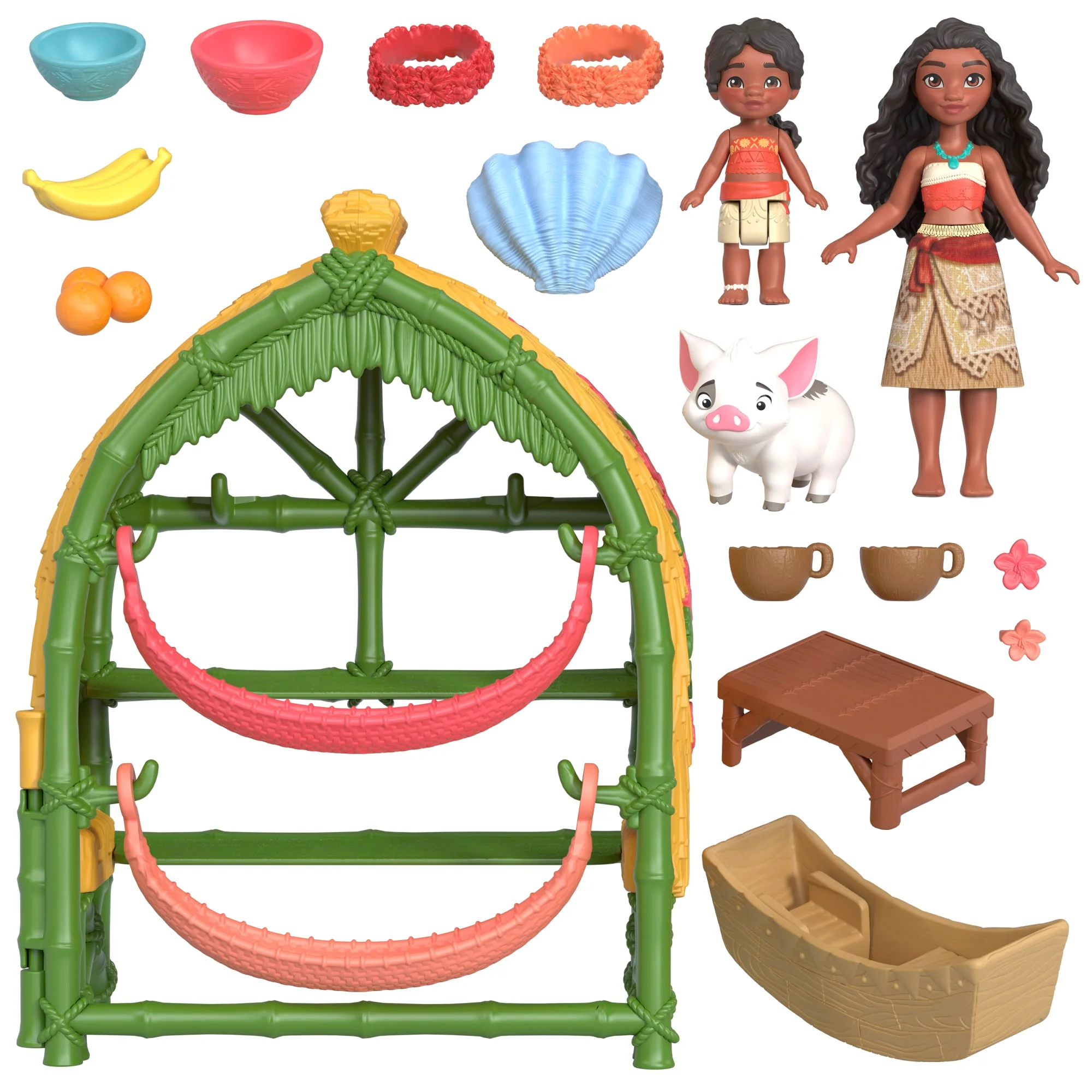 Disney Moana 2 Toys, Moana & Simea Village Home Playset, 2 Small Dolls, Friend Figure & 15 Accessories - Image 5
