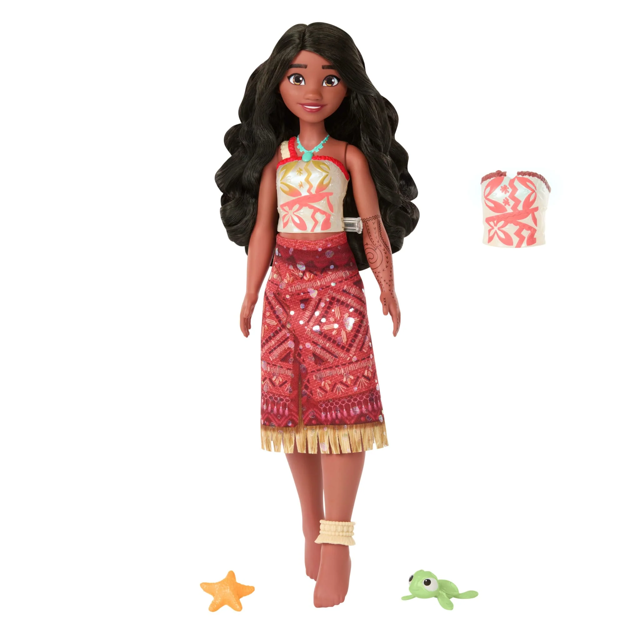 Disney Moana 2 Toys, Swimming Tautai Moana Fashion Doll With 2 Accessories & Color-Change Bodice