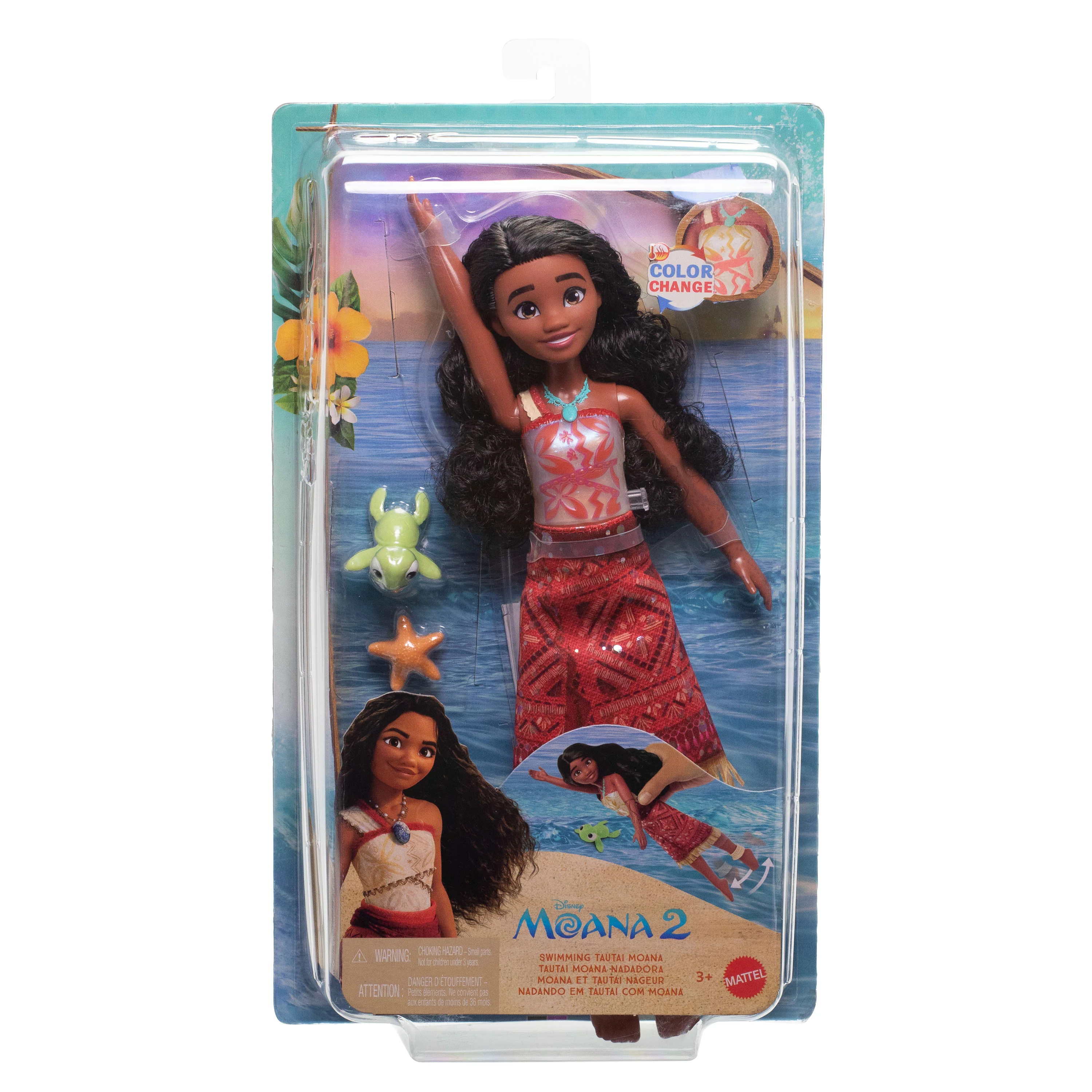 Disney Moana 2 Toys, Swimming Tautai Moana Fashion Doll With 2 Accessories & Color-Change Bodice - Image 6