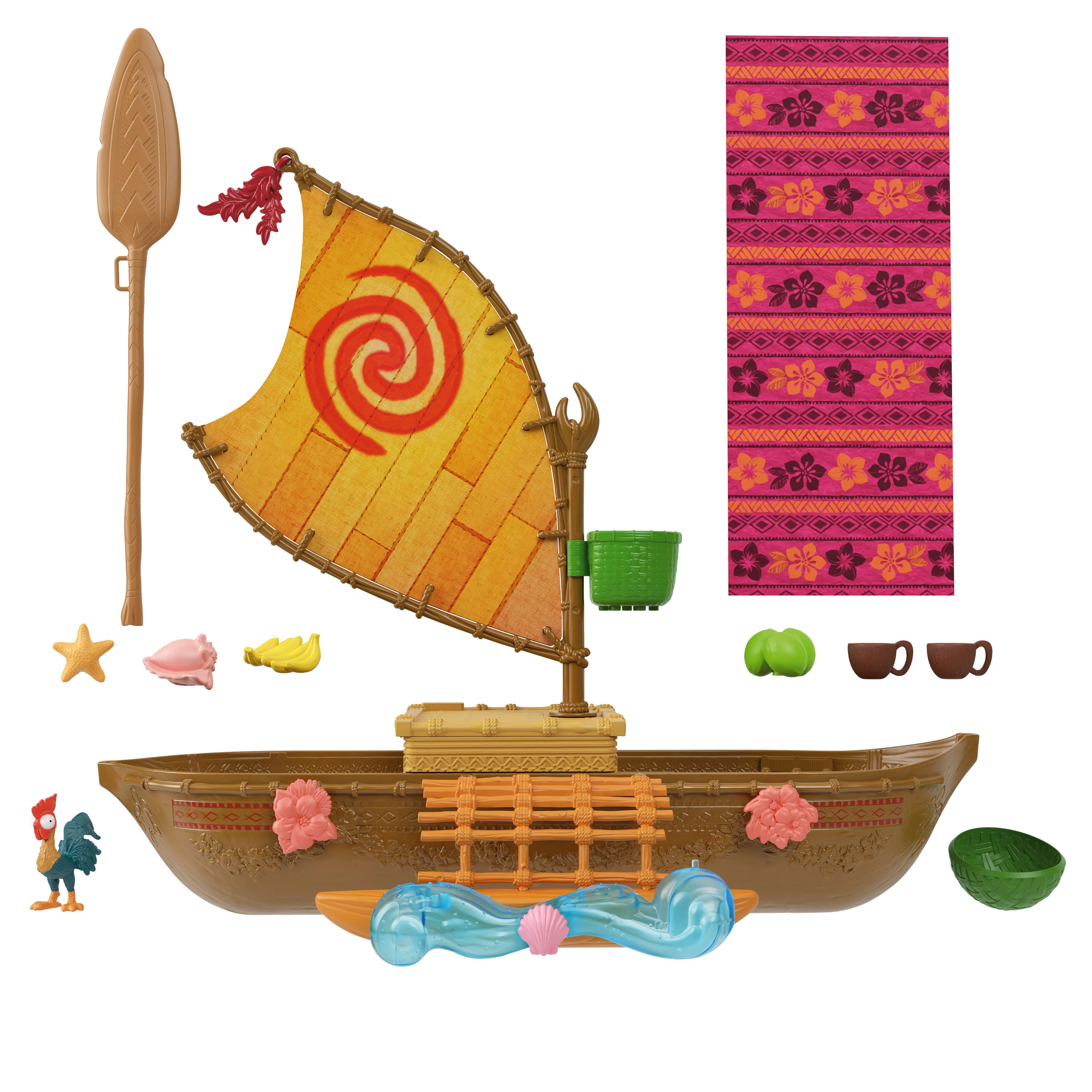 Disney Moana Floating Ocean Voyager Canoe Playset With 5 Play Areas, 9 Accessories & Animal Figure - Image 5