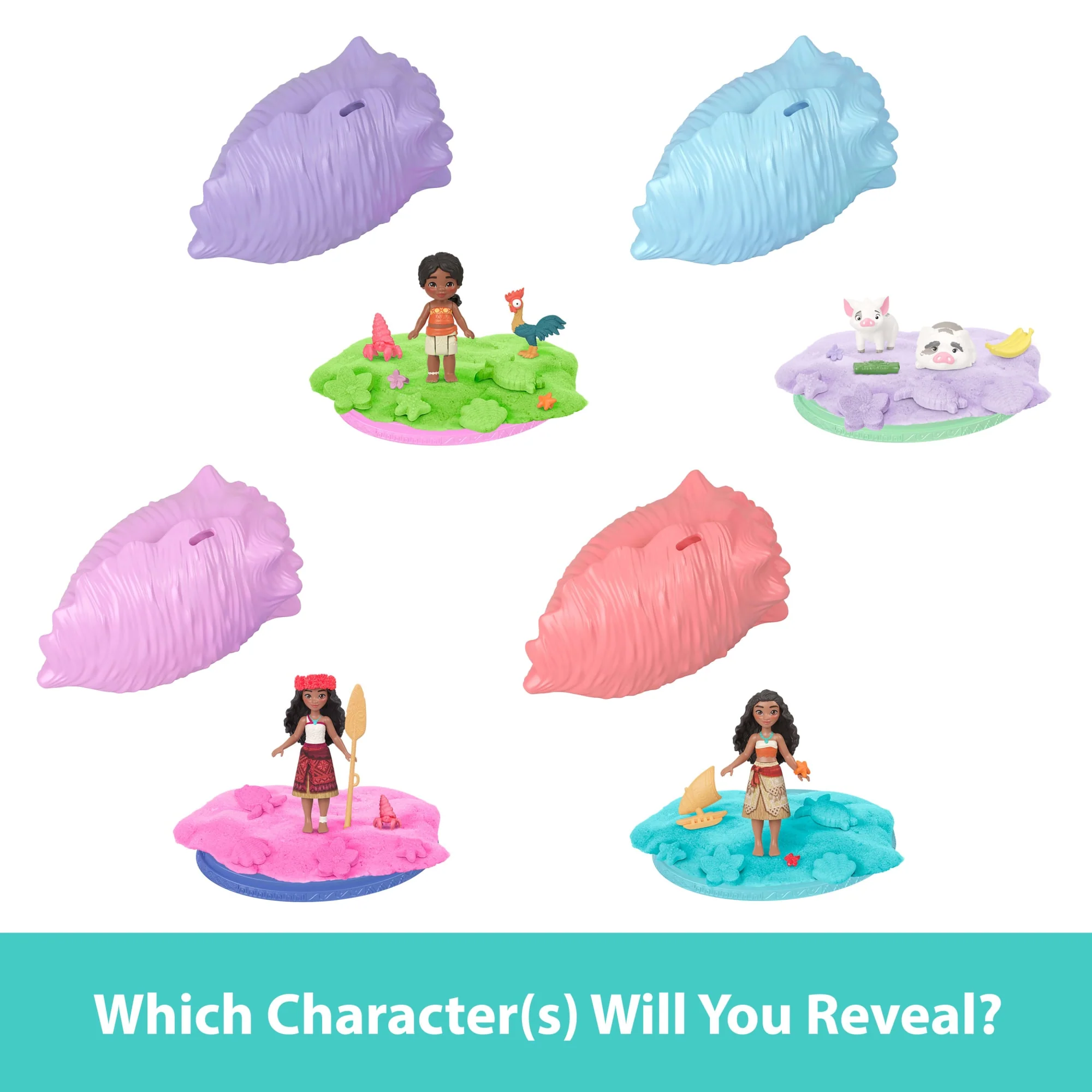 Disney Moana Shell Reveal Small Doll Or Figures, Moldable Sand & Accessories (Characters May Vary) - Image 3