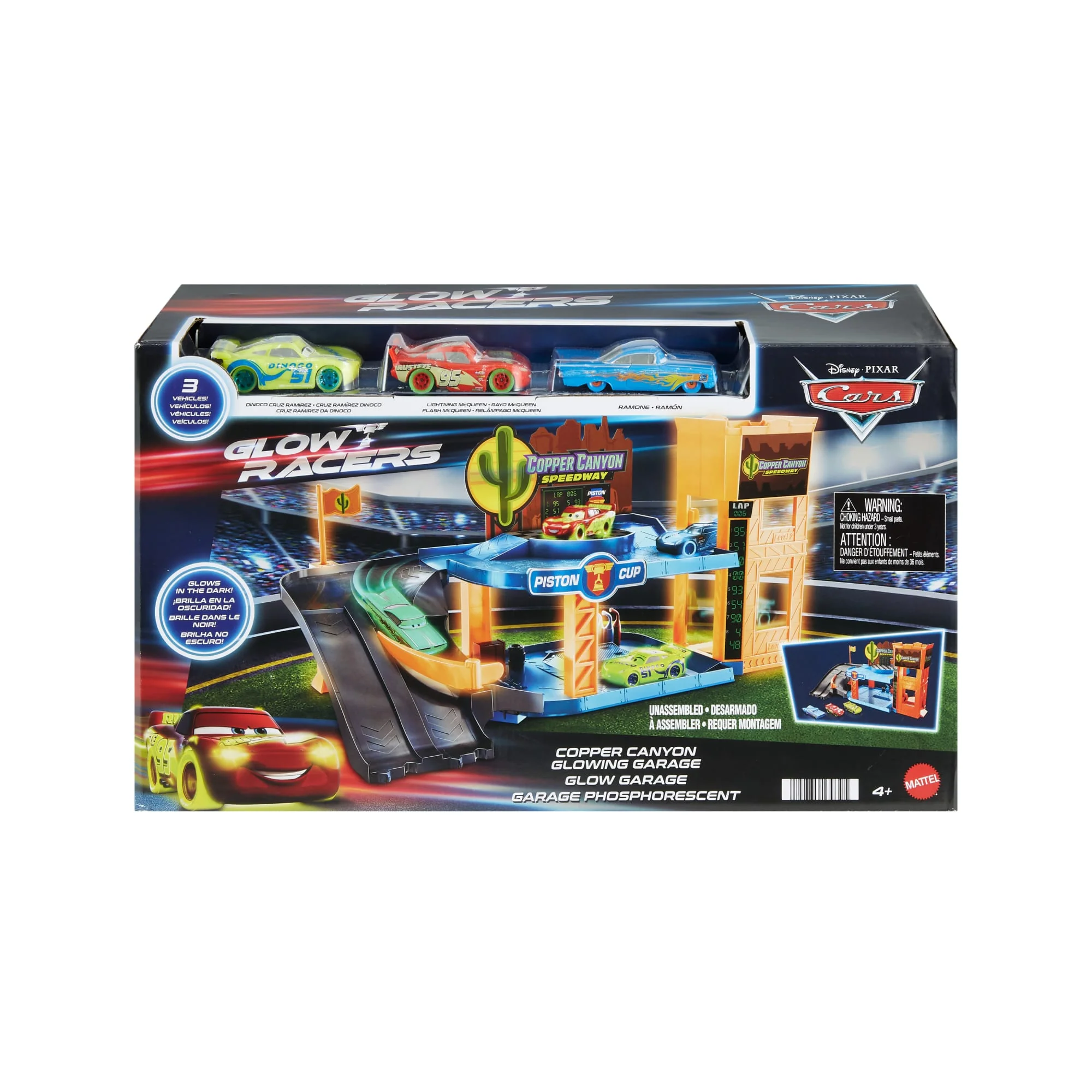 Disney · Pixar Cars-Garage Phosphorescent Copper Canyon-Coffret Avec Véhicules Phosphorescents à L’Échelle 1/55 - Image 4