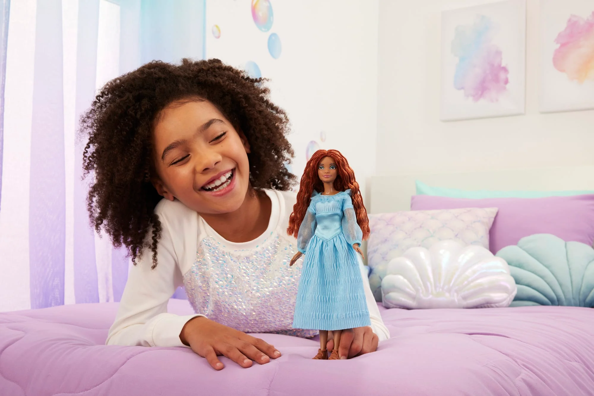 Disney Poupée La Petite Sirène Ariel Humaine, Avec Robe Bleue - Image 2