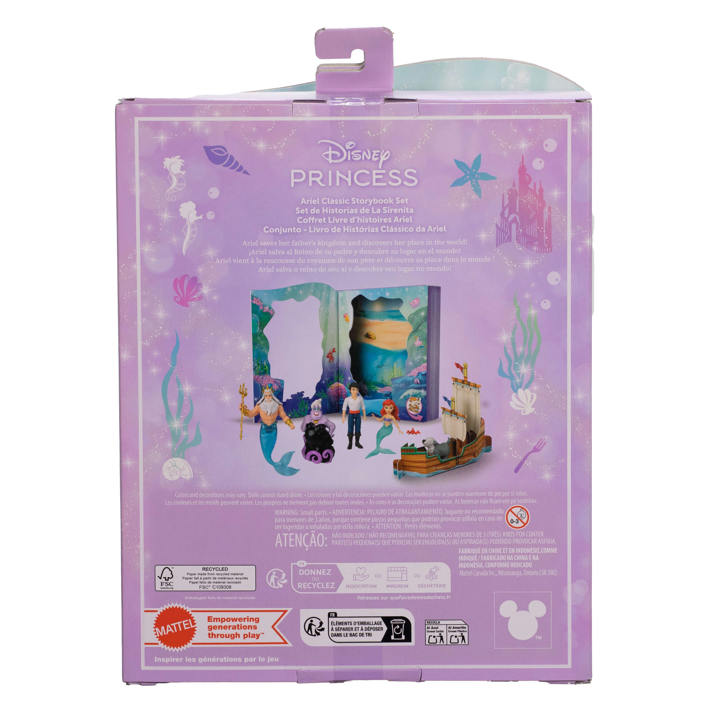 Disney Princess Ariel Mermaid Storybook Set With 4 Small Dolls, 2 Figures & 1 Accessory From Movie - Image 6