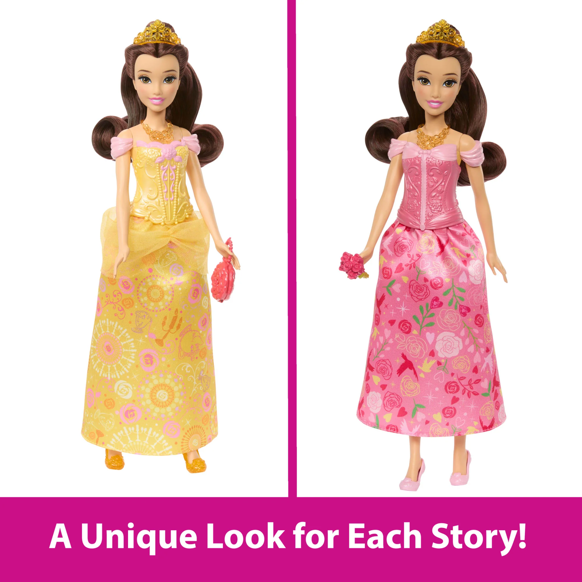 Disney Princess 2-In-1 Stories Belle Fashion Doll With 2 Snap-On Bodices, 2 Skirts & 9 Accessories - Image 3