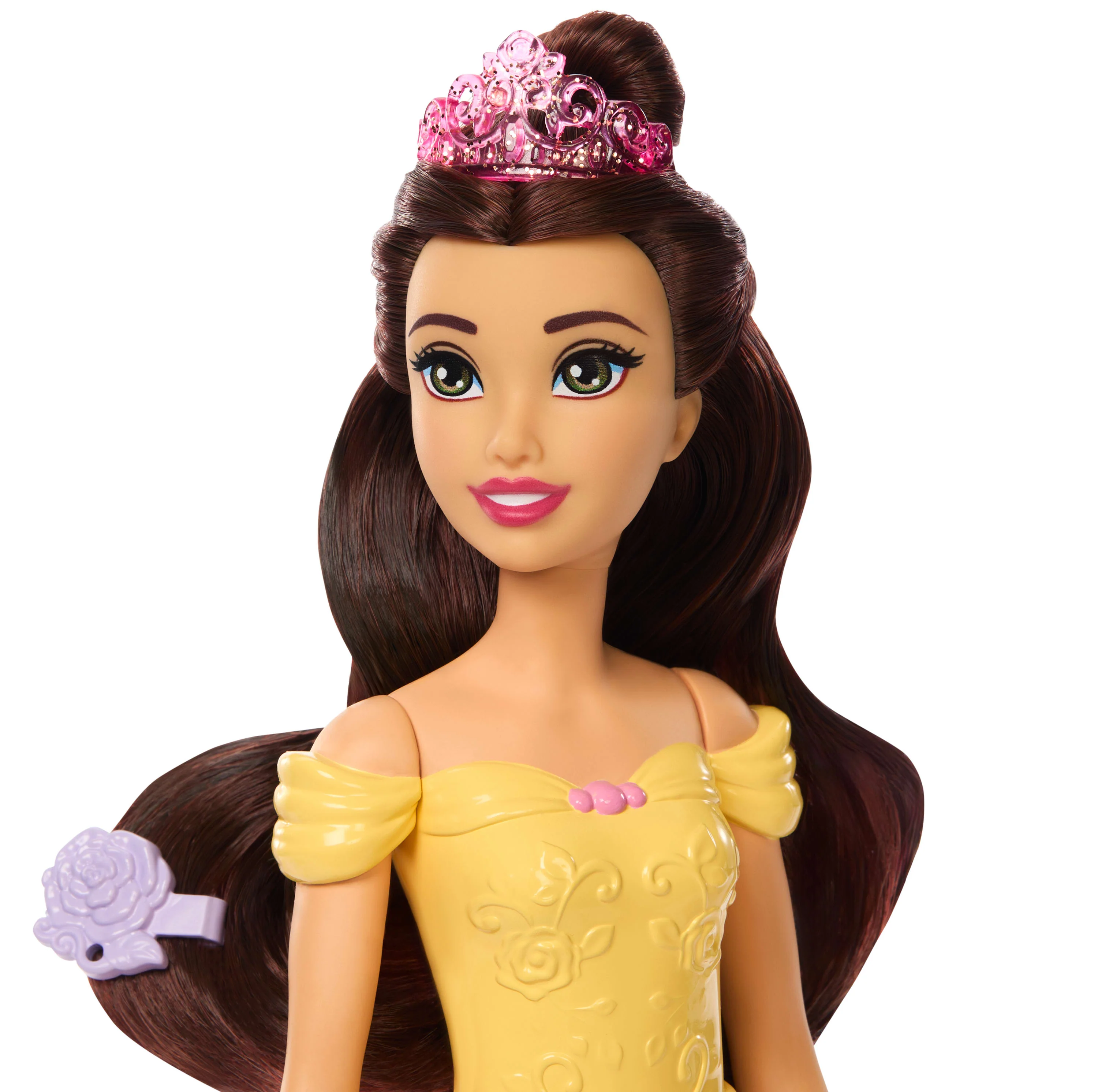 Disney Princess Bathe & Brush Belle Fashion Doll & Dog Figure With Color Change & Accessories - Image 3