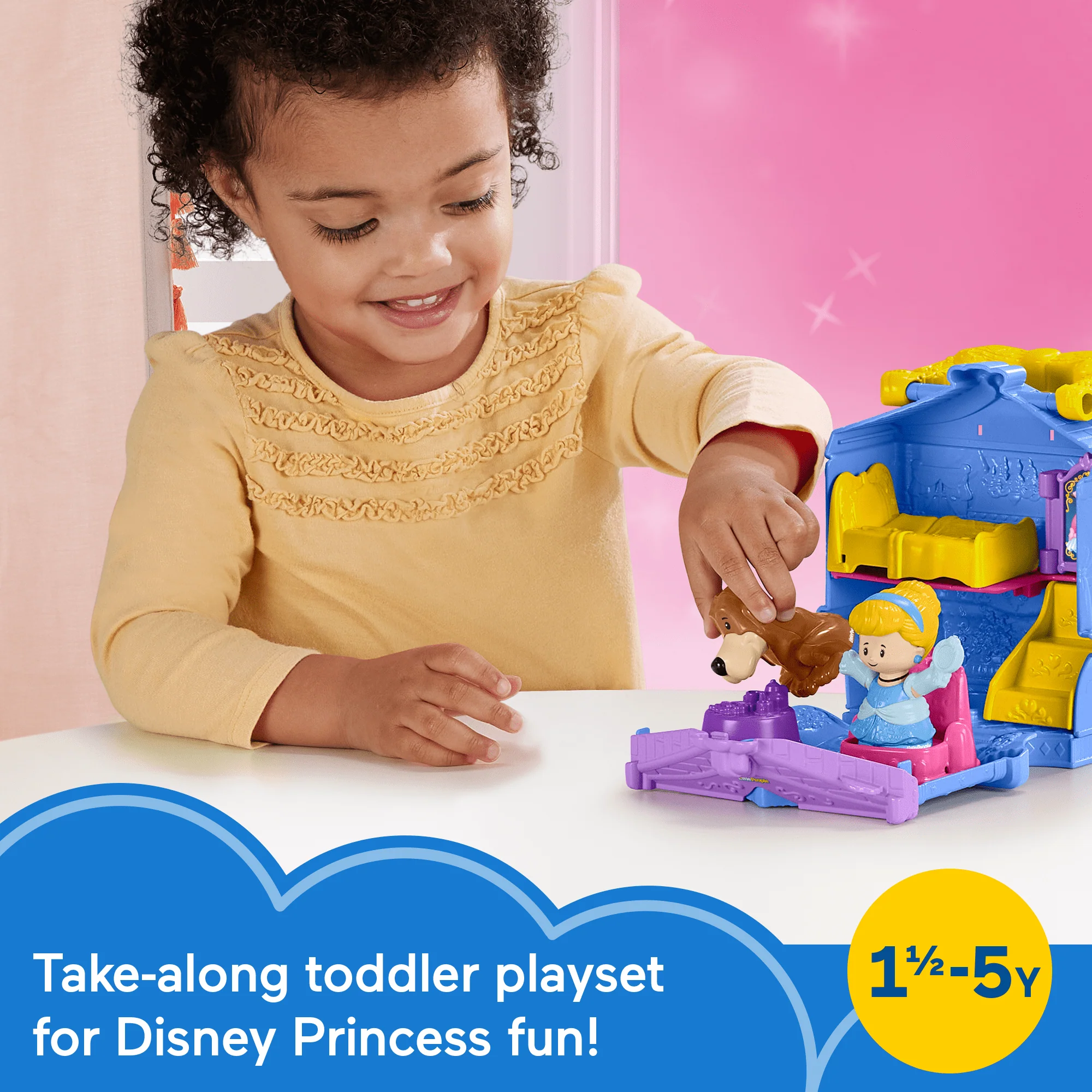 Disney Princess Cinderella On-The-Go Playset For Toddler Pretend Play, 2 Figures - Image 2