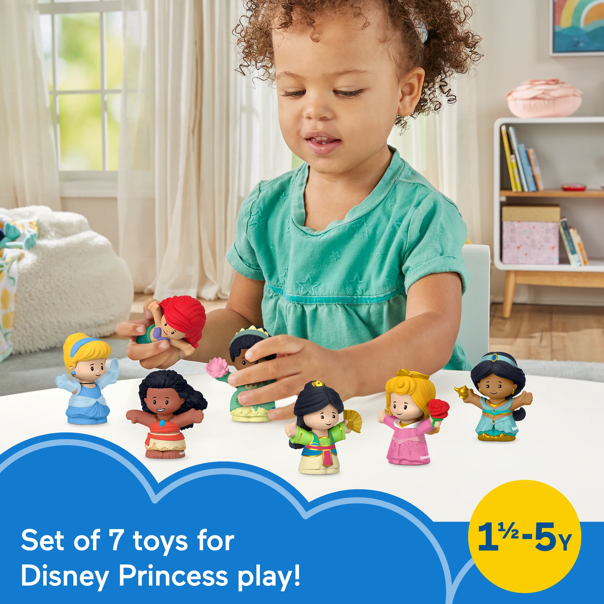 Fisher-Price Little People Disney Princess Toys, 7-Figure Pack For Toddlers And Preschool Kids - Image 2