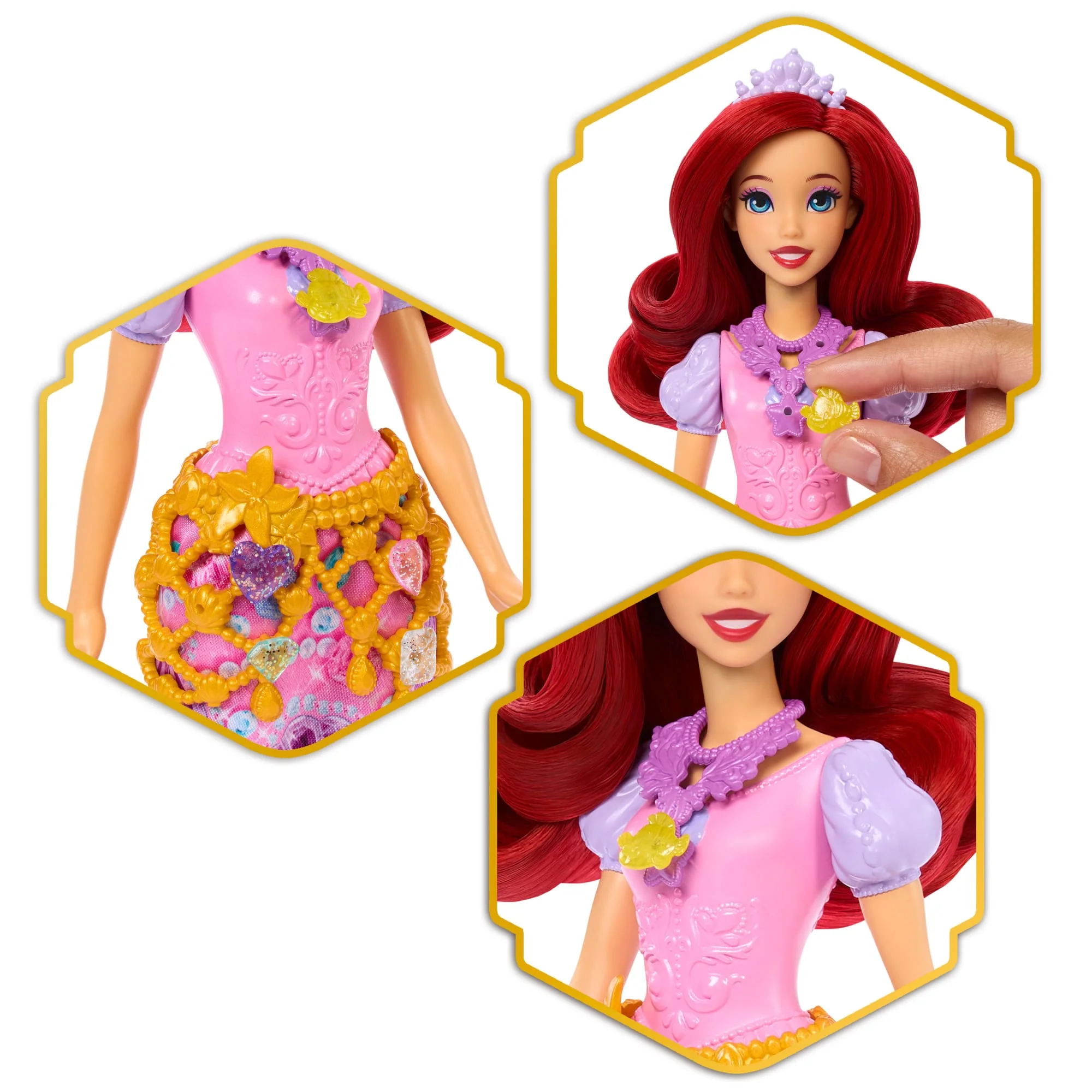 Disney Princess Jewel Reveal Ariel Fashion Doll W/ 8 Surprises including Gem Box & 10 Accessories - Image 3
