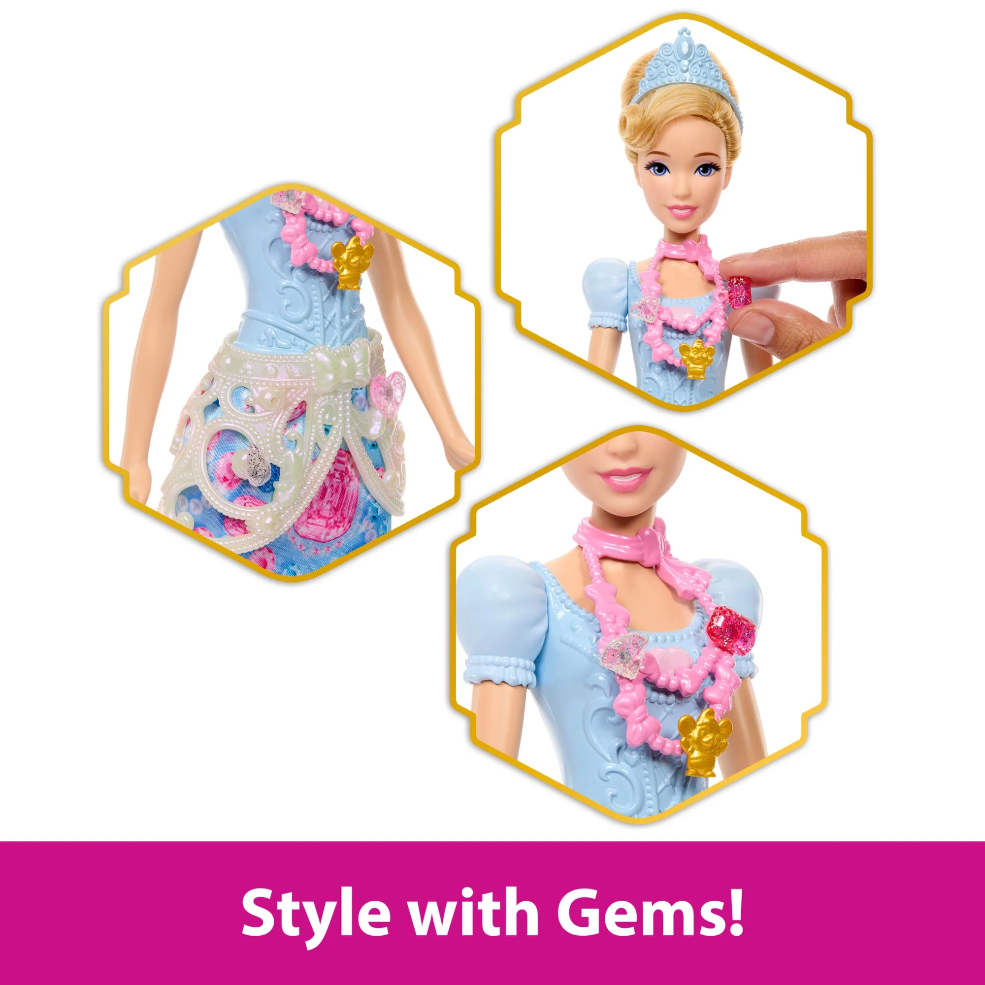 Disney Princess Jewel Reveal Cinderella Fashion Doll W/ 8 Surprises Including Gem Box & Accessories - Image 4