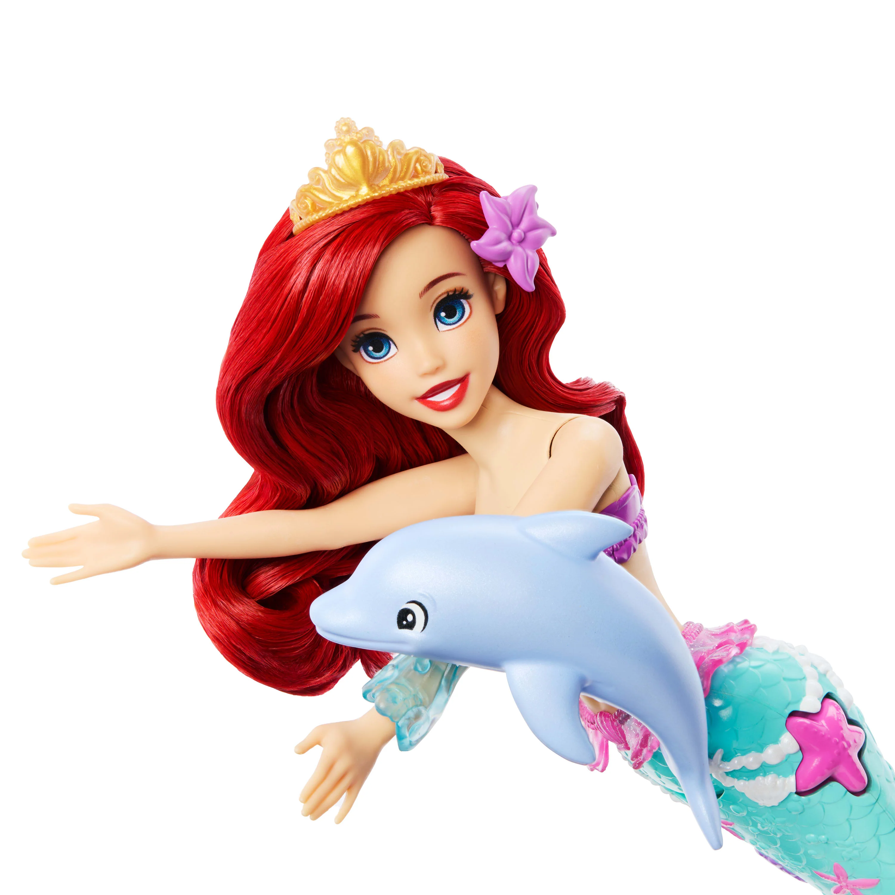 Disney Princess Ocean Friends Ariel Swimming Mermaid Doll With Squirt Toy, Figure & 4 Accessories - Image 5