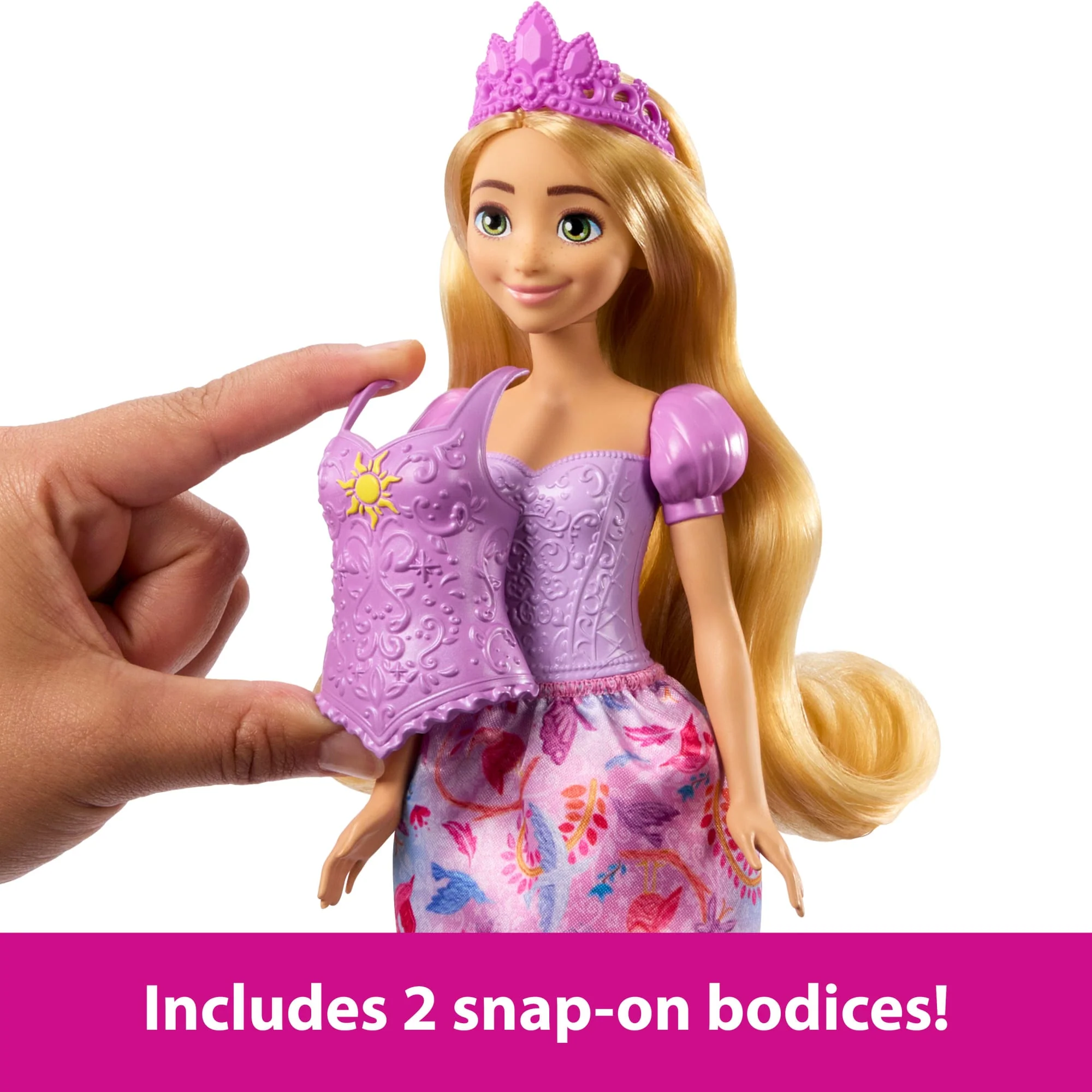 Disney Princess 2-in-1 Stories Rapunzel Fashion Doll With 2 Snap-On Bodices, 2 Skirts & 9 Accessories - Image 3