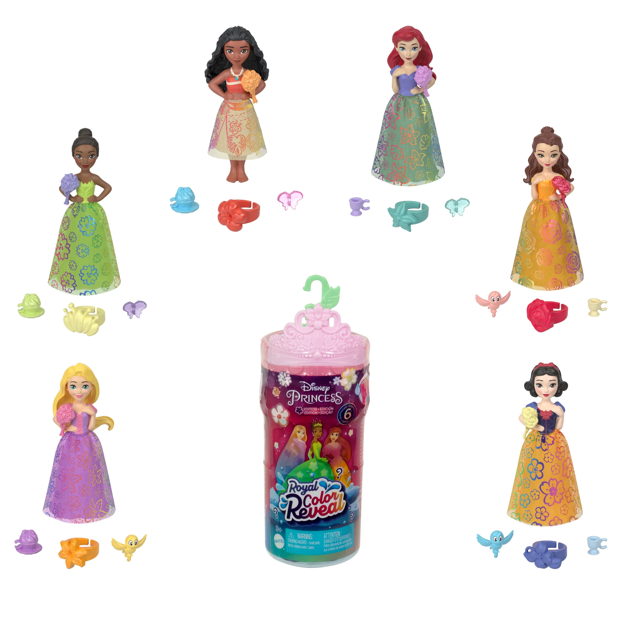 Disney Princess Royal Color Reveal Surprise Small Doll With Garden Party Accessories (Dolls May Vary)