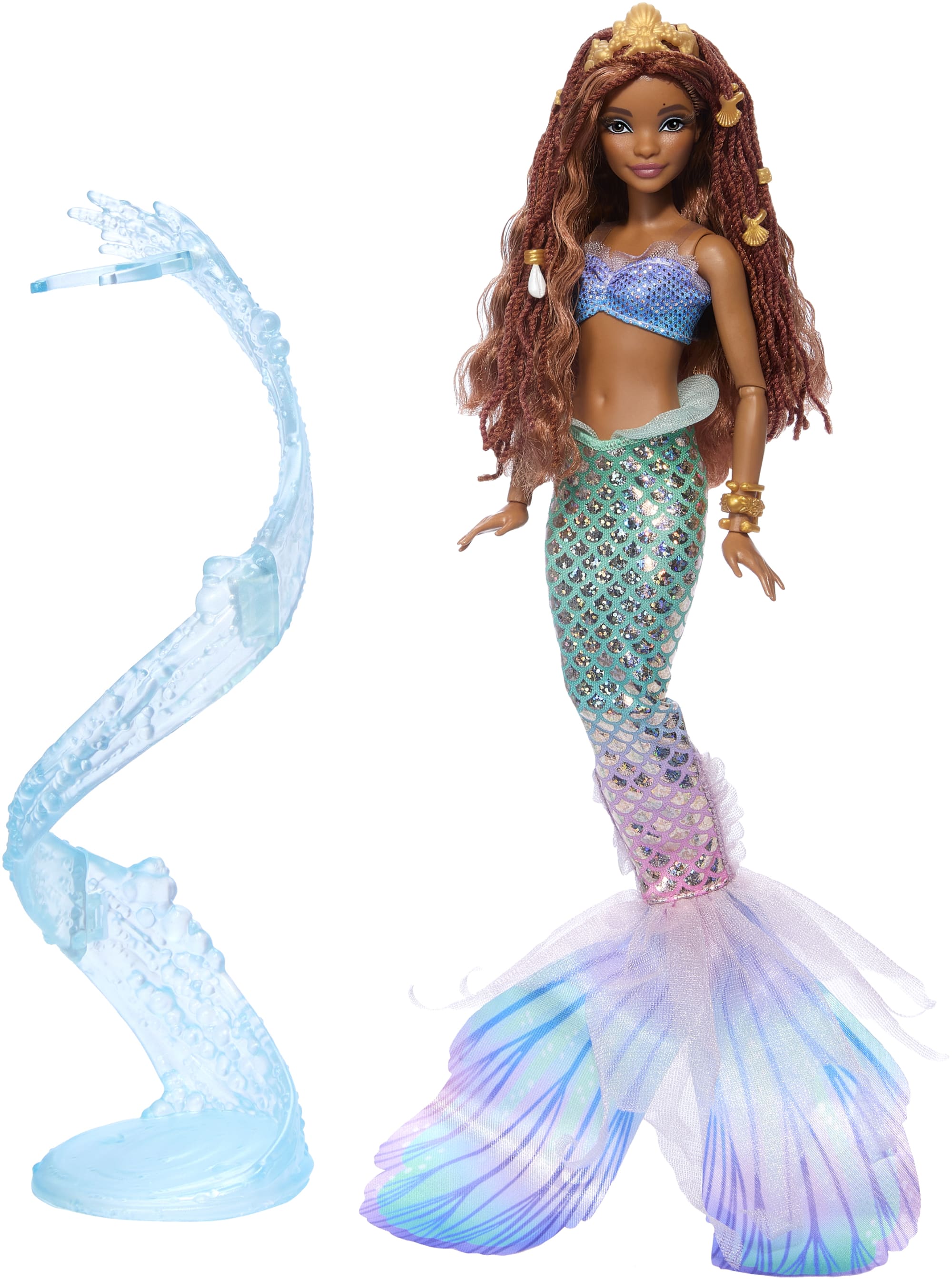 Disney The Little Mermaid Deluxe Mermaid Ariel Doll With Hair Beads And Stand - Image 4