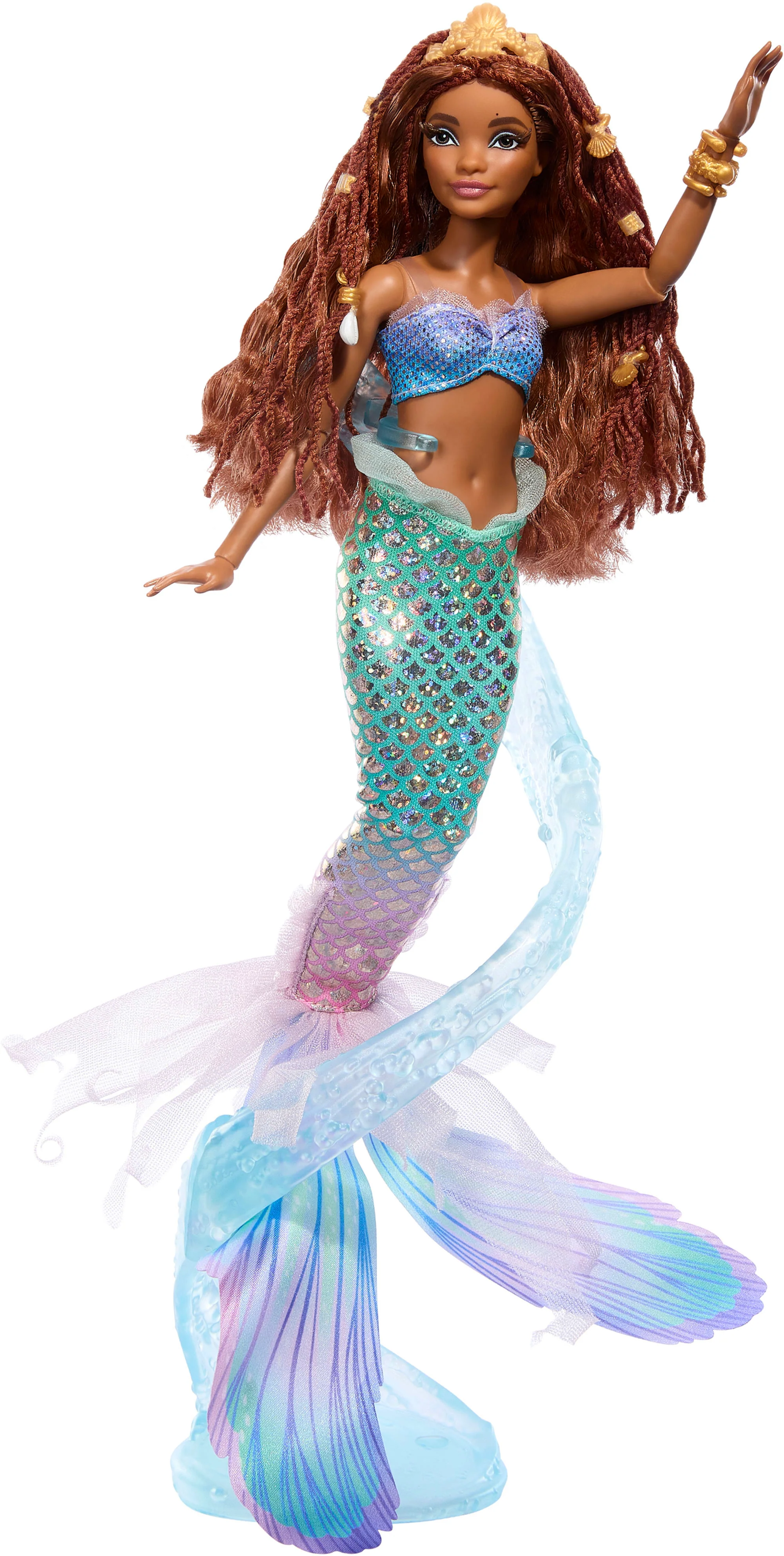 Disney The Little Mermaid Deluxe Mermaid Ariel Doll With Hair Beads And Stand - Image 6