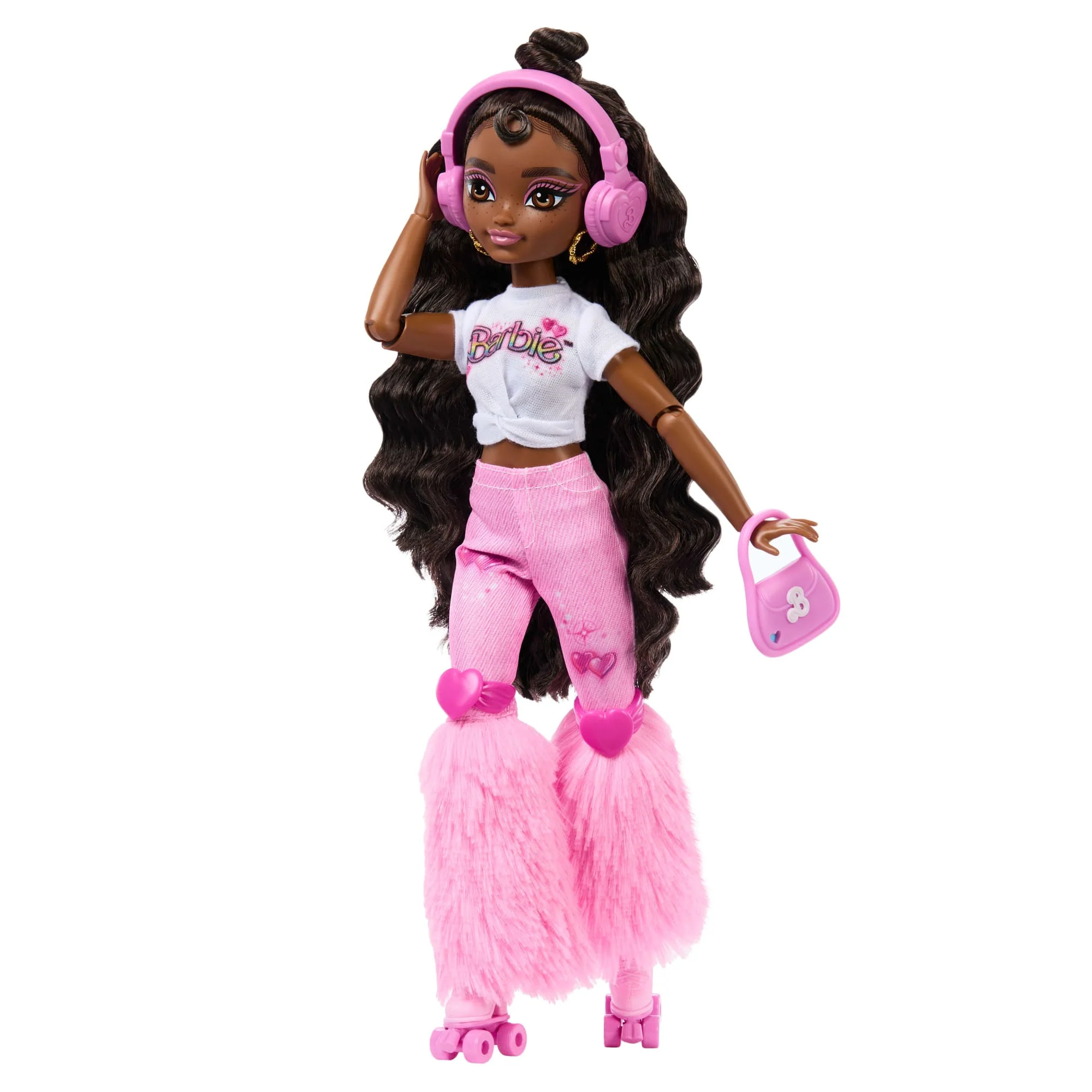 Dream Besties Barbie “Brooklyn” Roller Skating Fashion Doll With 9 Music & Video Themed Accessories - Image 4