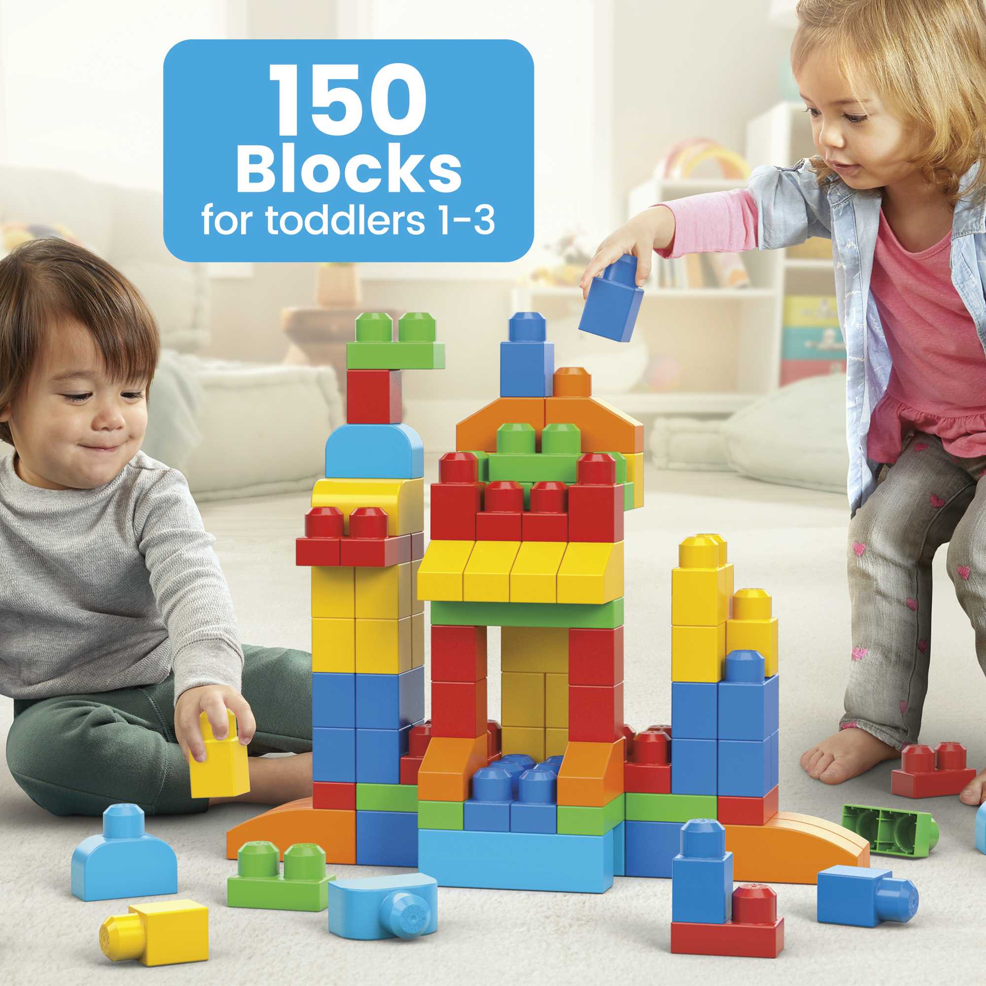 MEGA Bloks First Builders Deluxe Building Bag Toy Blocks With Storage Bag (150 Pieces) For Toddler - Image 2