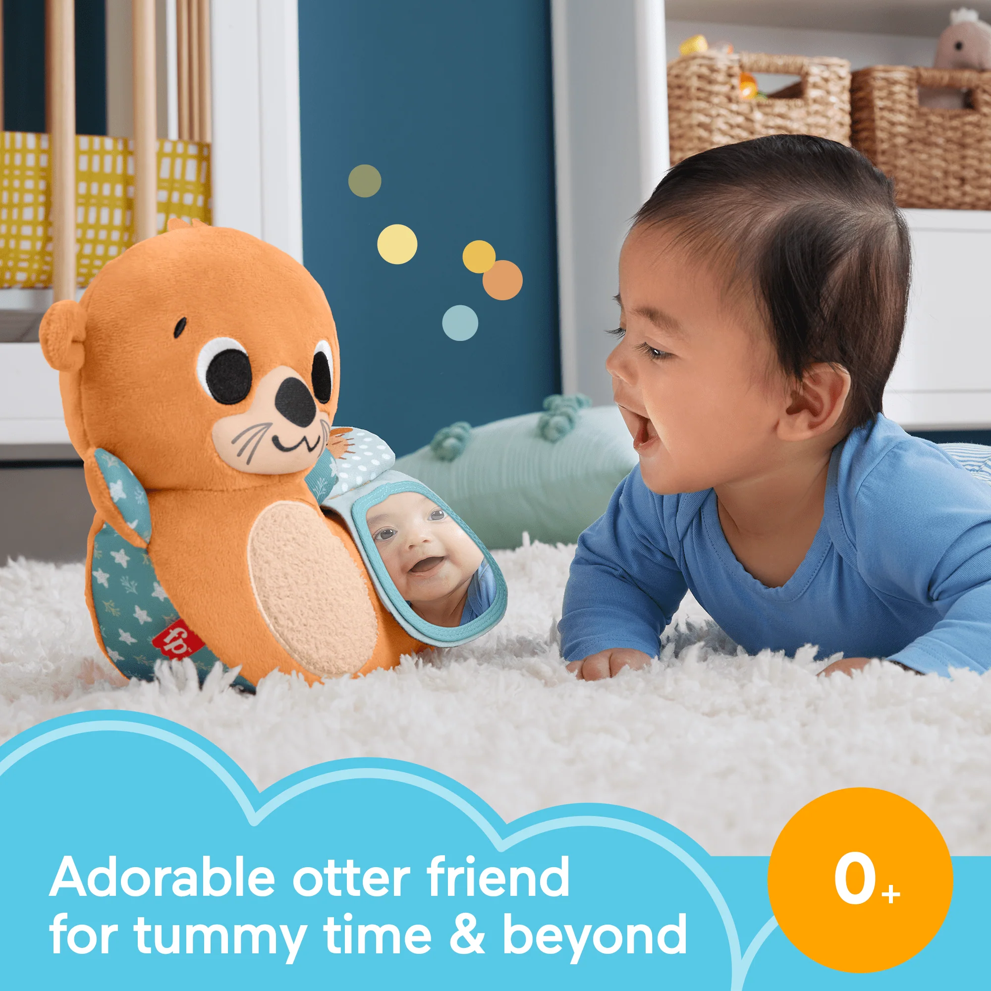 Fisher-Price 2-in-1 Rockin’ Tummy Time Otter, Plush Baby Sensory Toy For Tummy Time - Image 2