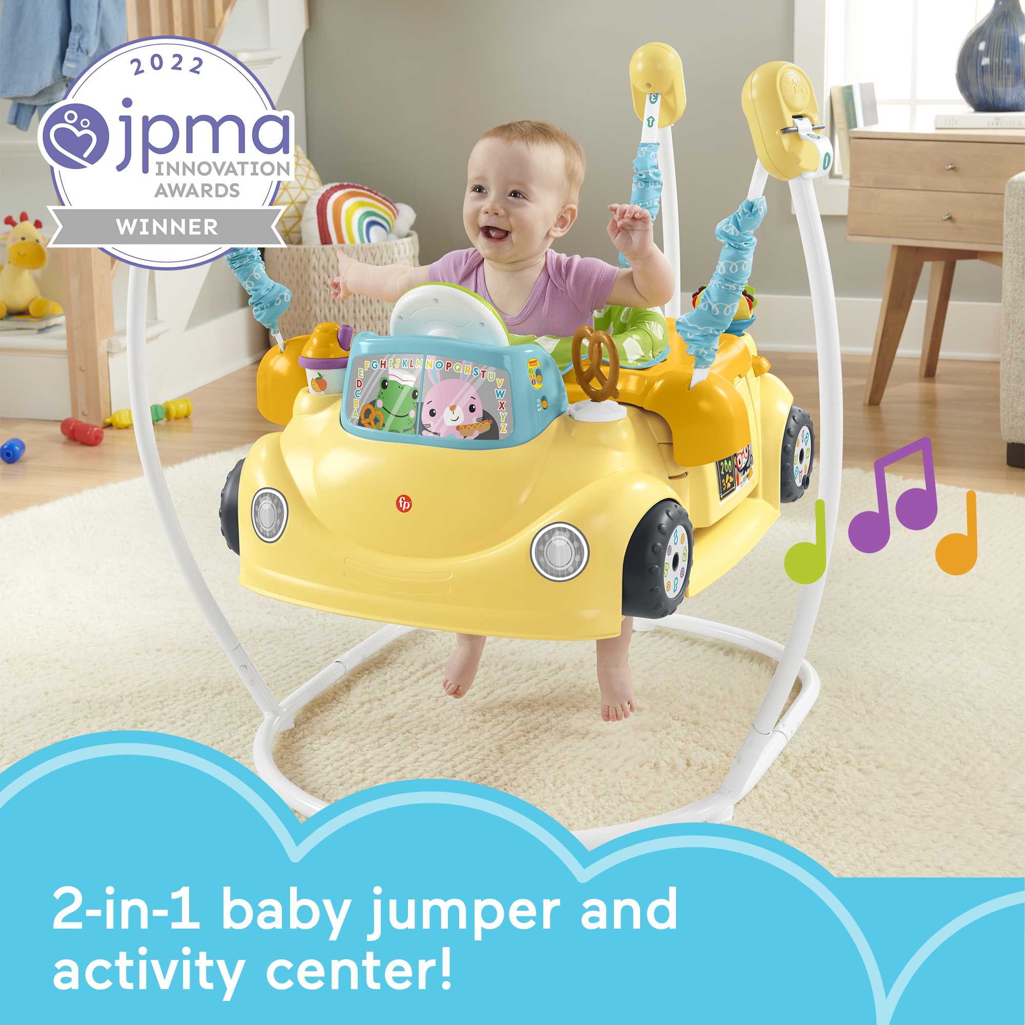 Fisher-Price 2-in-1 Servin’ Up Fun Jumperoo Baby Activity Center With Music Lights & Smart Stages - Image 2