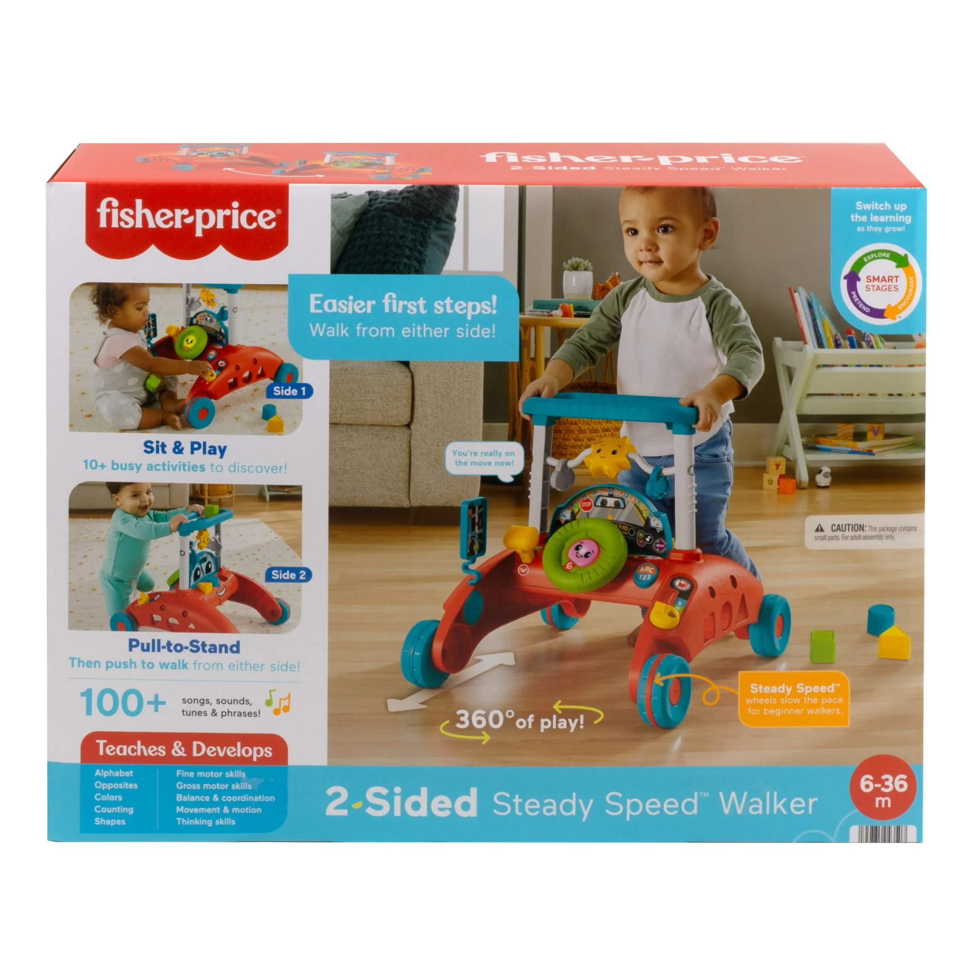 Fisher-Price 2-Sided Steady Speed Walker, Car-themed Baby Learning Toy - Image 6
