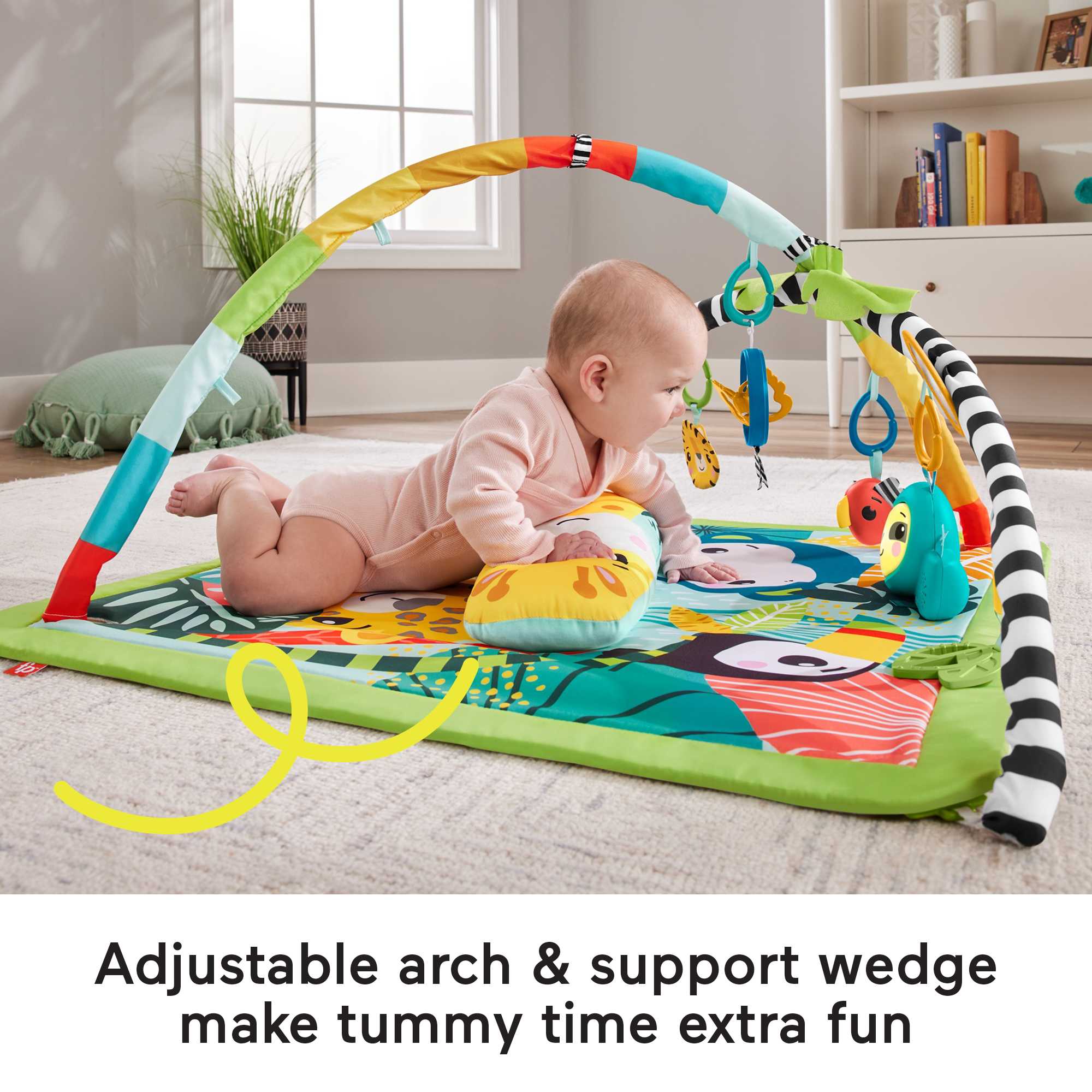 Fisher-Price 3-in-1 Baby & Toddler Gym, Baby Play Mat & Sensory Toys For Tummy Time, Rainforest - Image 3