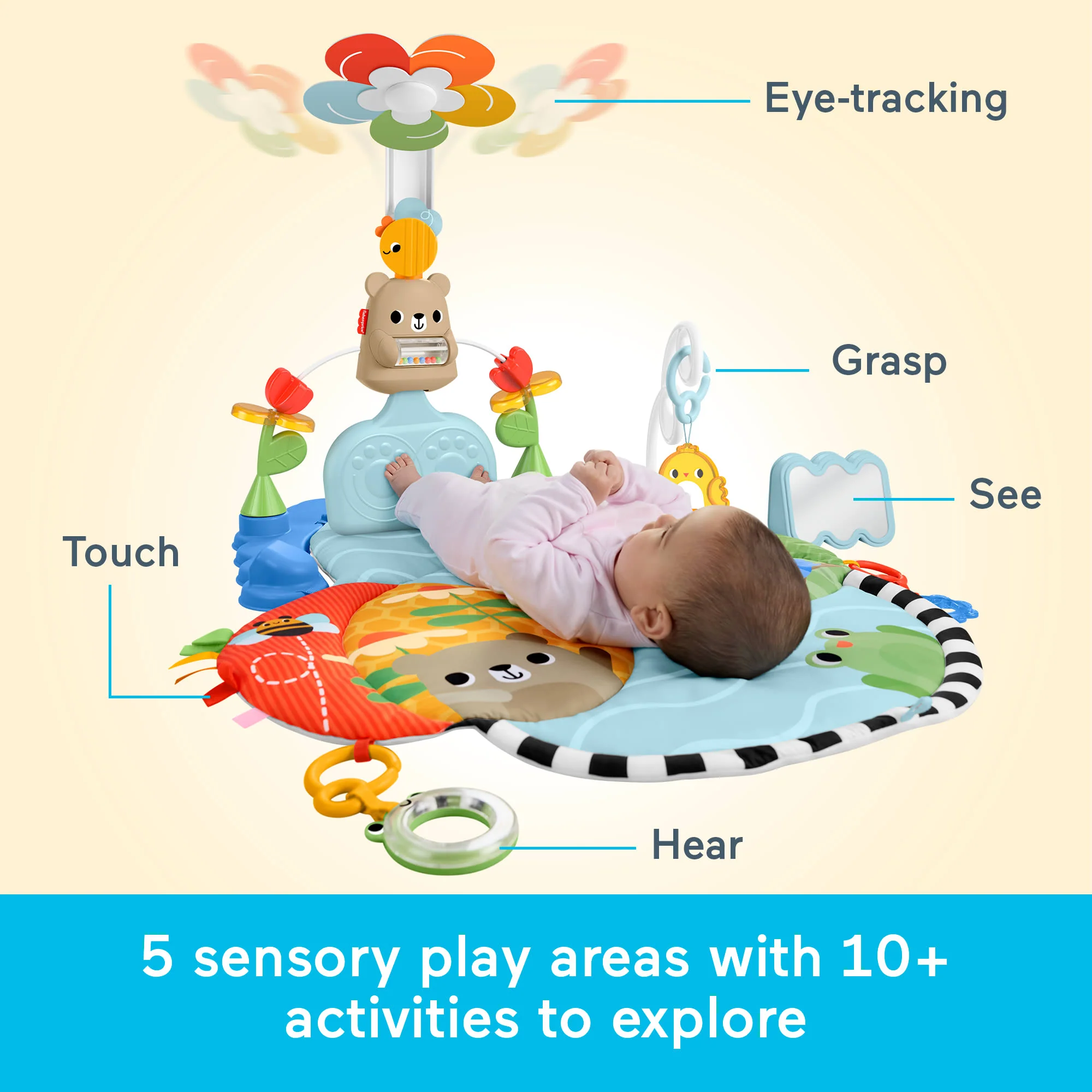 Fisher-Price 3-in-1 Kick & Sway Activity Gym, Baby Play Mat & Sensory Toys For Newborn Developmental Play - Image 4