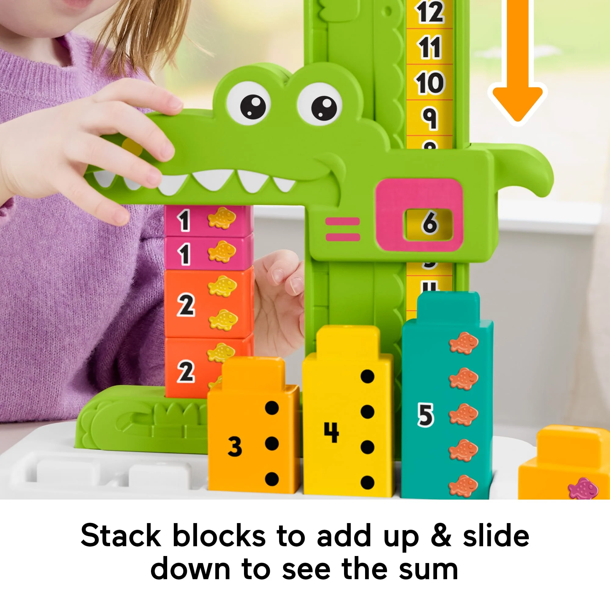 Fisher-Price Adding Alligator Educational Toy With 10 Stacking Blocks For Preschool Kids - Image 3