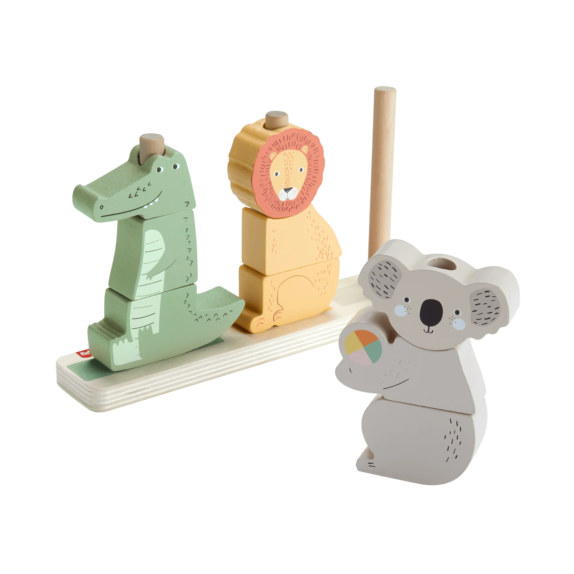 Fisher-Price Animaux en Bois à Empiler et Trier, 10 Éléments
