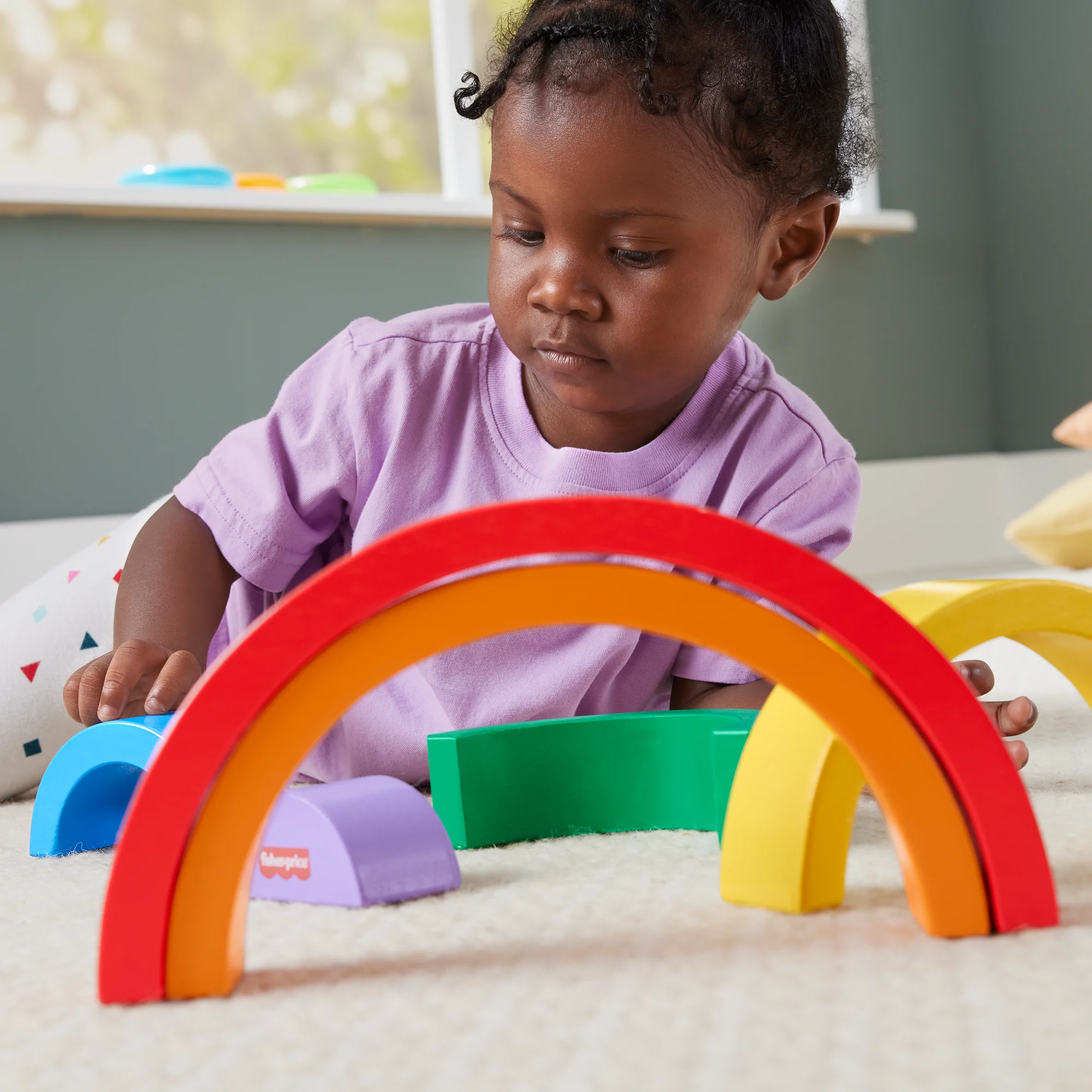 Fisher-Price  Arc-en-Ciel à Empiler en Bois, 6Éléments en Bois - Image 2