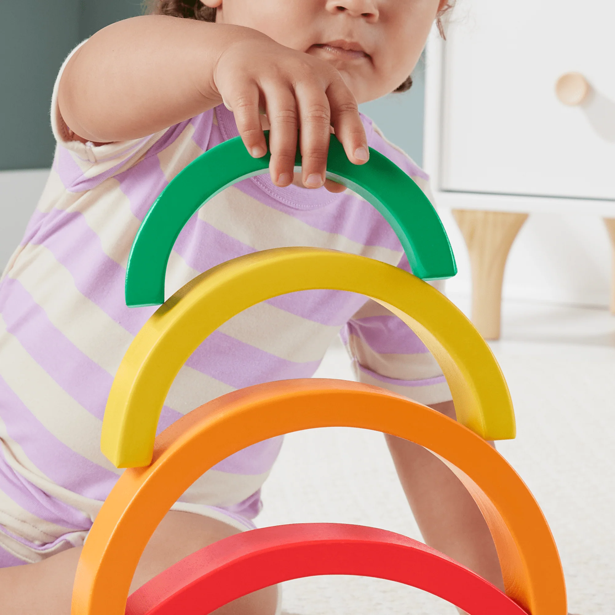 Fisher-Price  Arc-en-Ciel à Empiler en Bois, 6Éléments en Bois - Image 3
