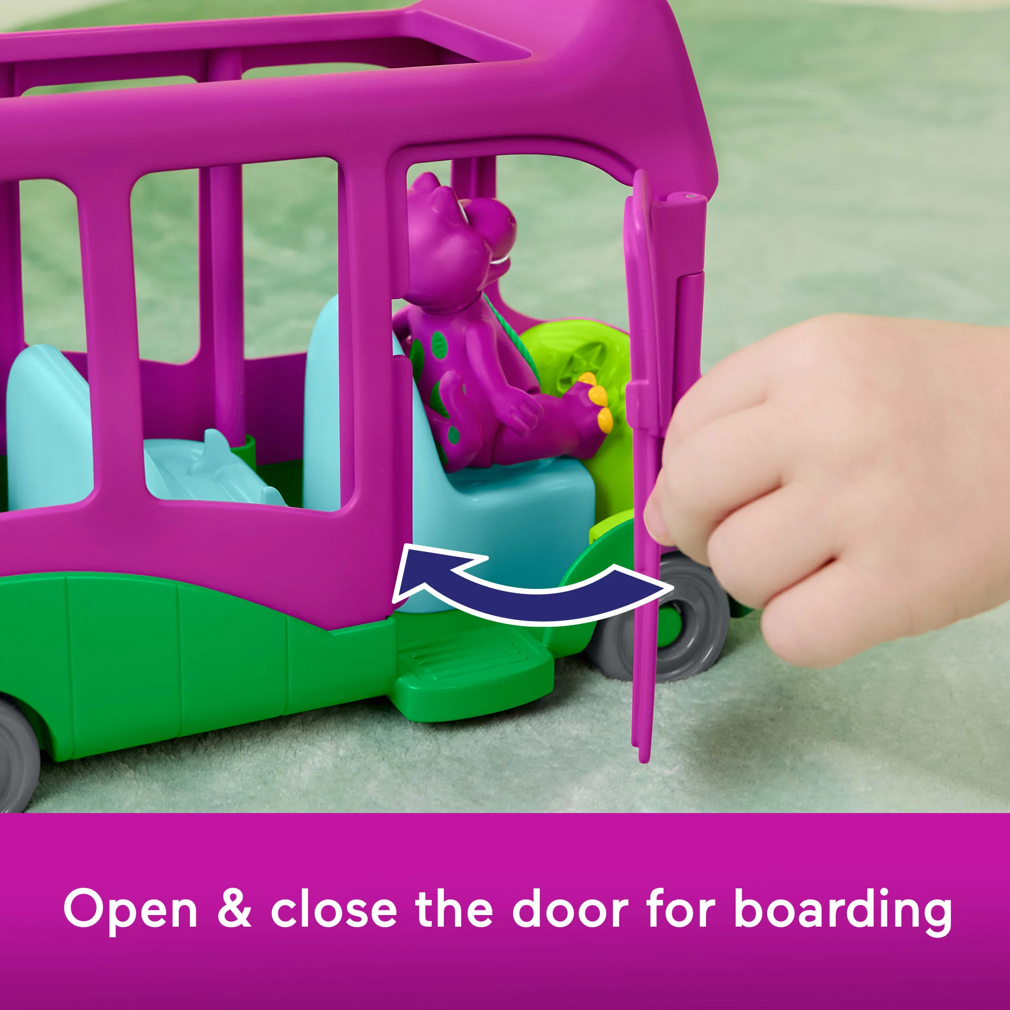 Fisher-Price Barney's World Adventure Bus Push-Along Toy & Barney Figure For Kids, 2 Pieces - Image 4