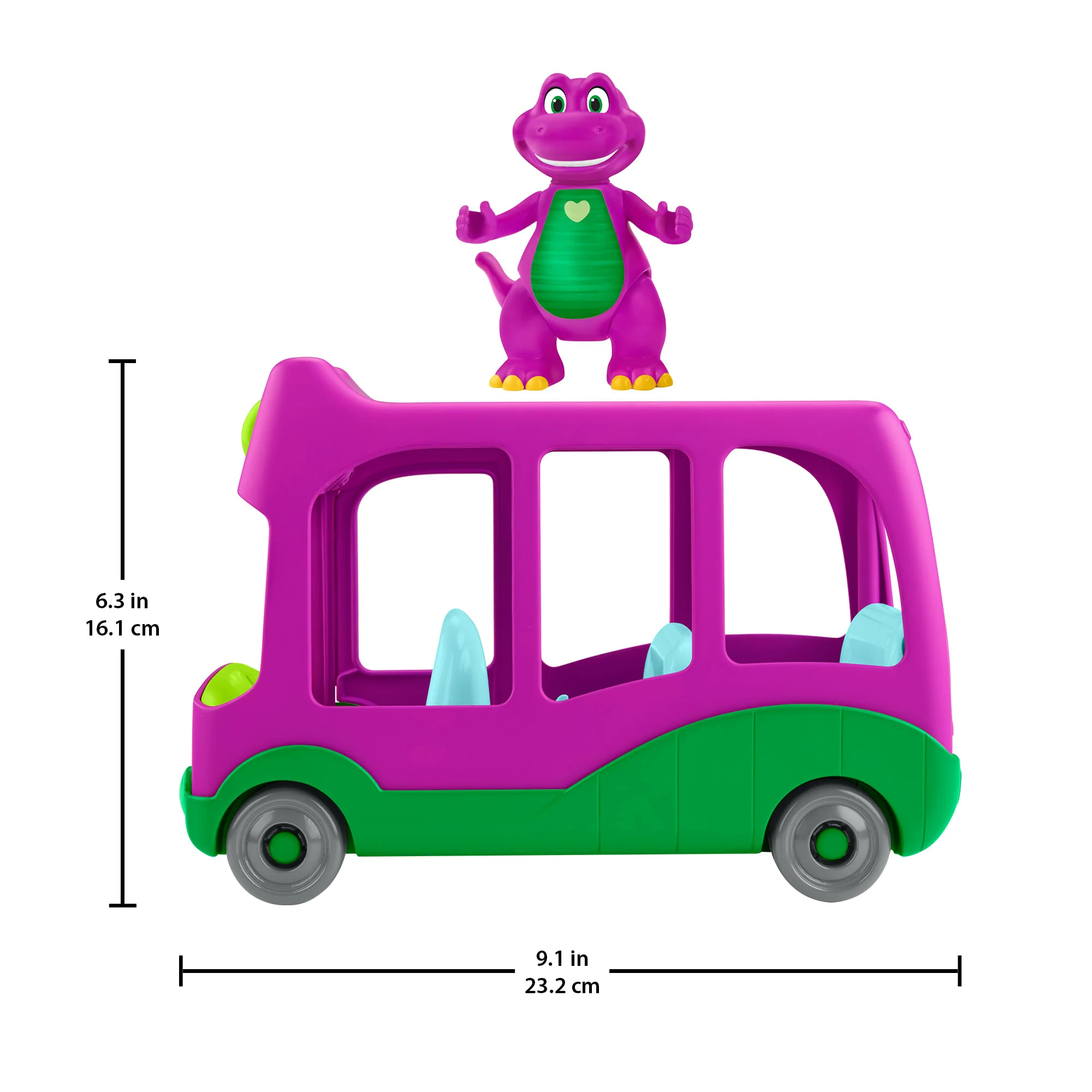 Fisher-Price Barney's World Adventure Bus Push-Along Toy & Barney Figure For Kids, 2 Pieces - Image 6
