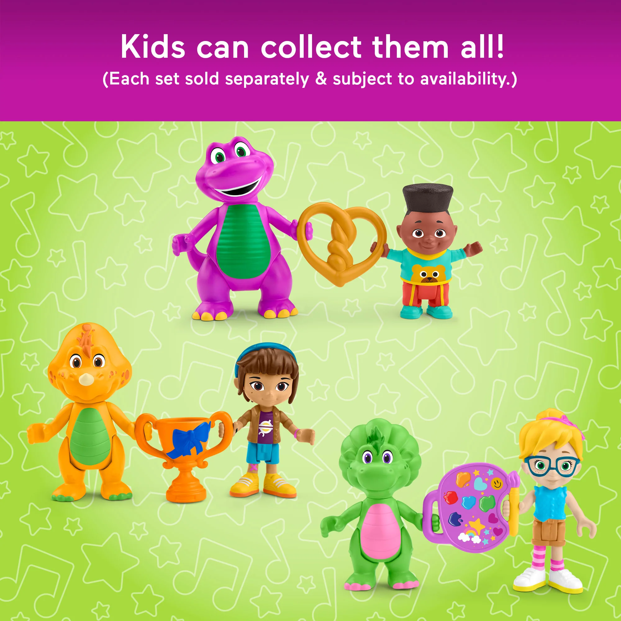 Fisher-Price Barney's World Barney's Friend David & Barney Figure Set For Kids, 3 Toys - Image 5