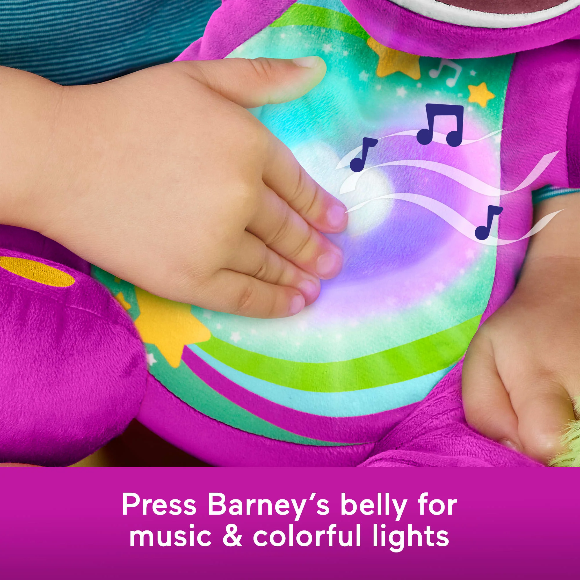 Fisher-Price Barney's World Heart Glow Barney Plush Toy With Music & Lights For Toddlers & Kids, Multilanguage Version - Image 3