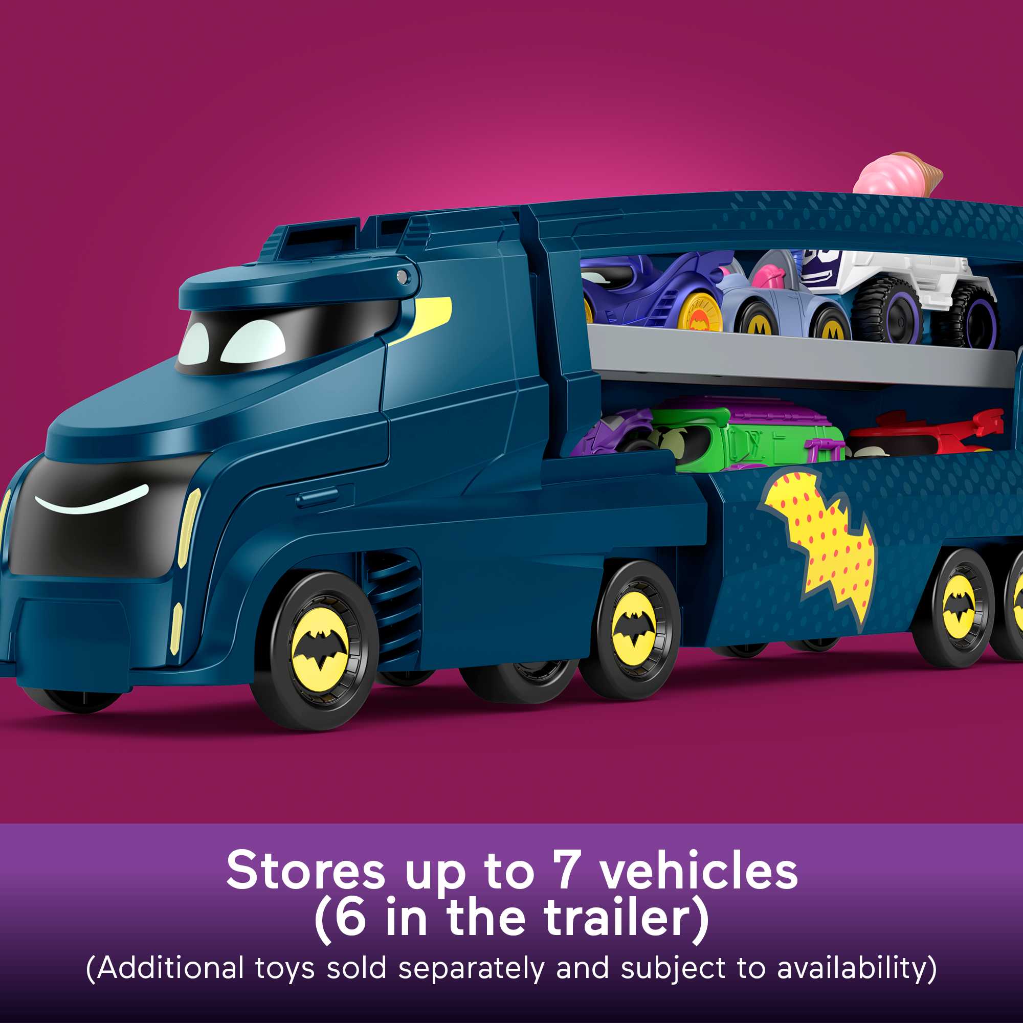 Fisher-Price DC Batwheels Bat-Big Rig Toy Hauler & Car With Ramp & Vehicle Storage - Image 4