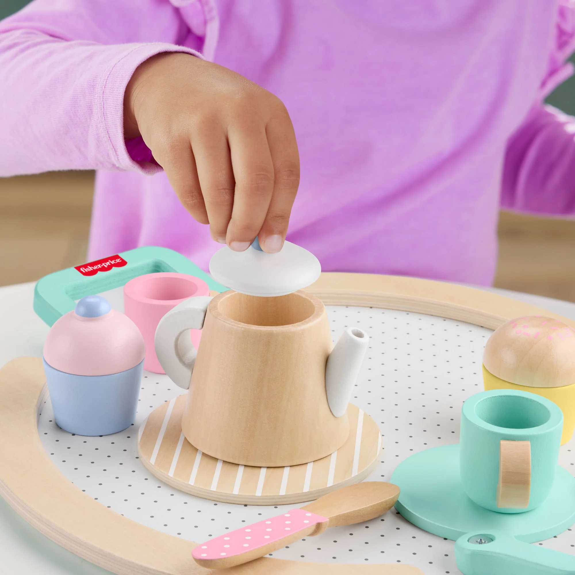 Fisher-Price Brinquedo para Bebês Jogo de Chá de Madeira - Image 3