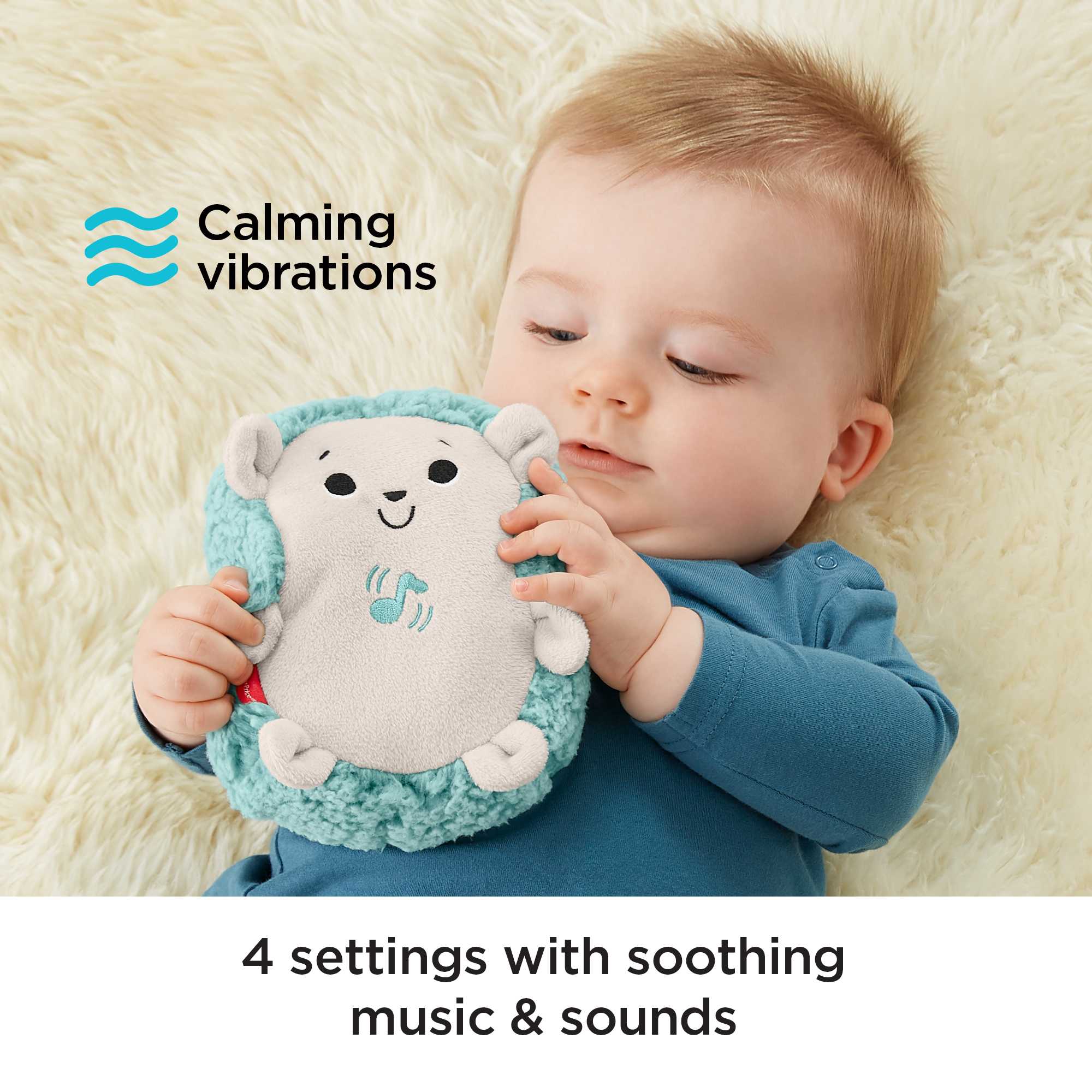 Fisher-Price Calming Vibes Hedgehog Soother, Portable Infant Plush Pal - Image 3