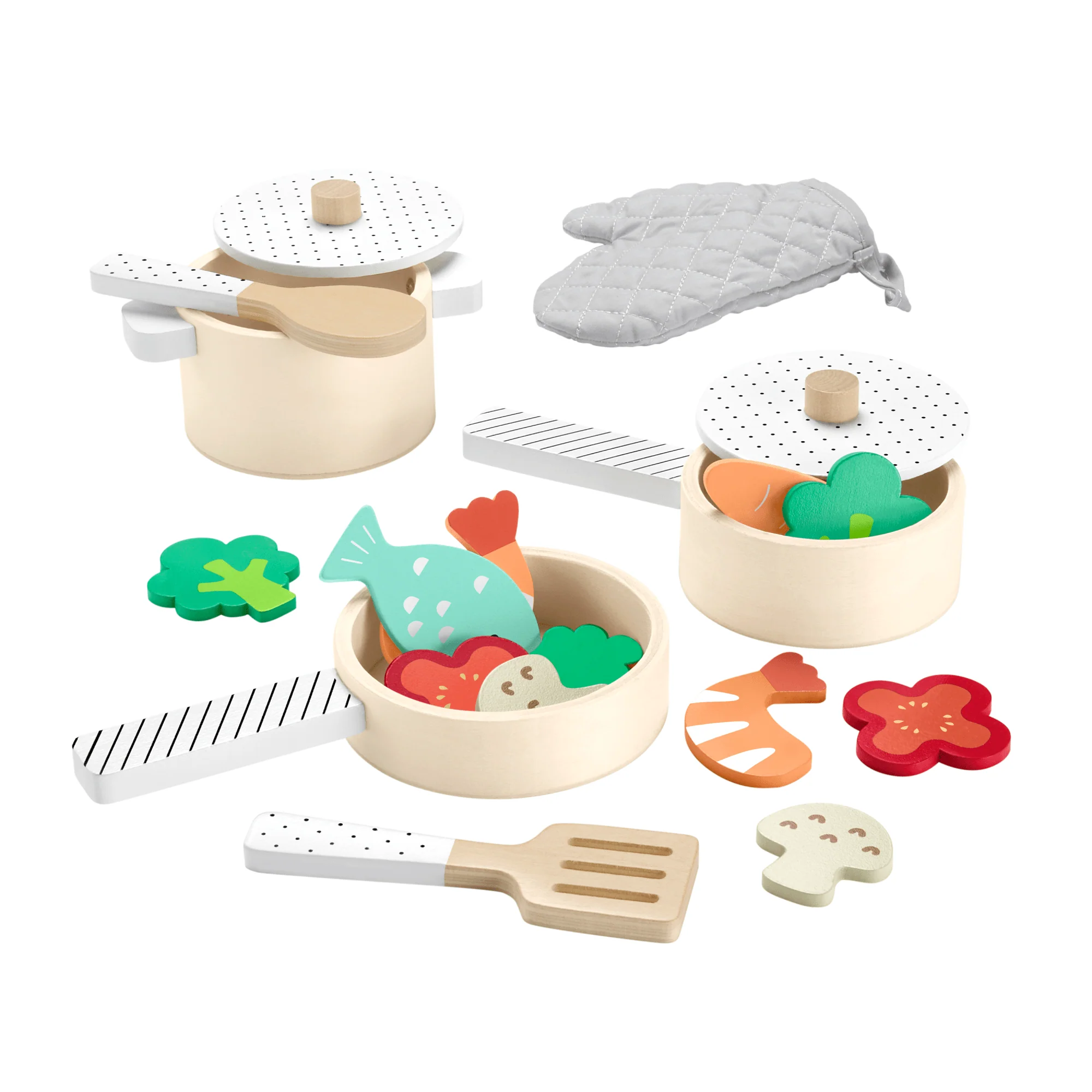 Fisher-Price Coffret Marmite et Casseroles en Bois, 19 Éléments - Image 4